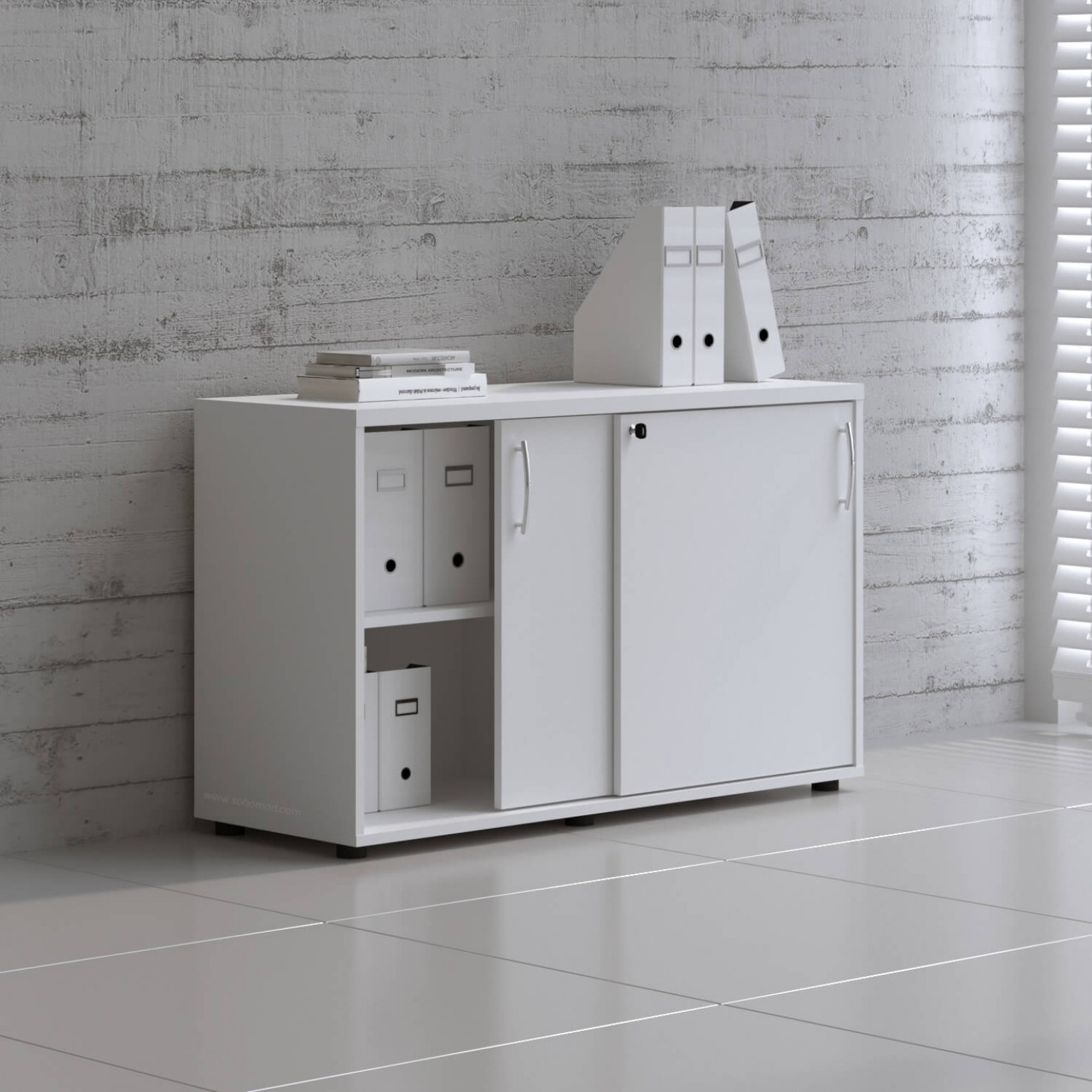 Standard Office Cabinet w/Shelves & Sliding Lockable Doors