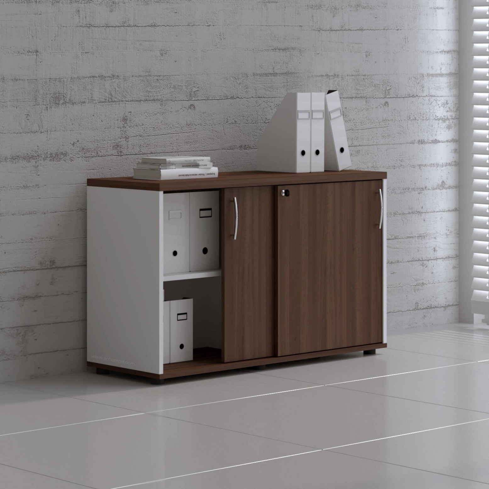 Standard Office Cabinet w/Shelves & Sliding Lockable Doors