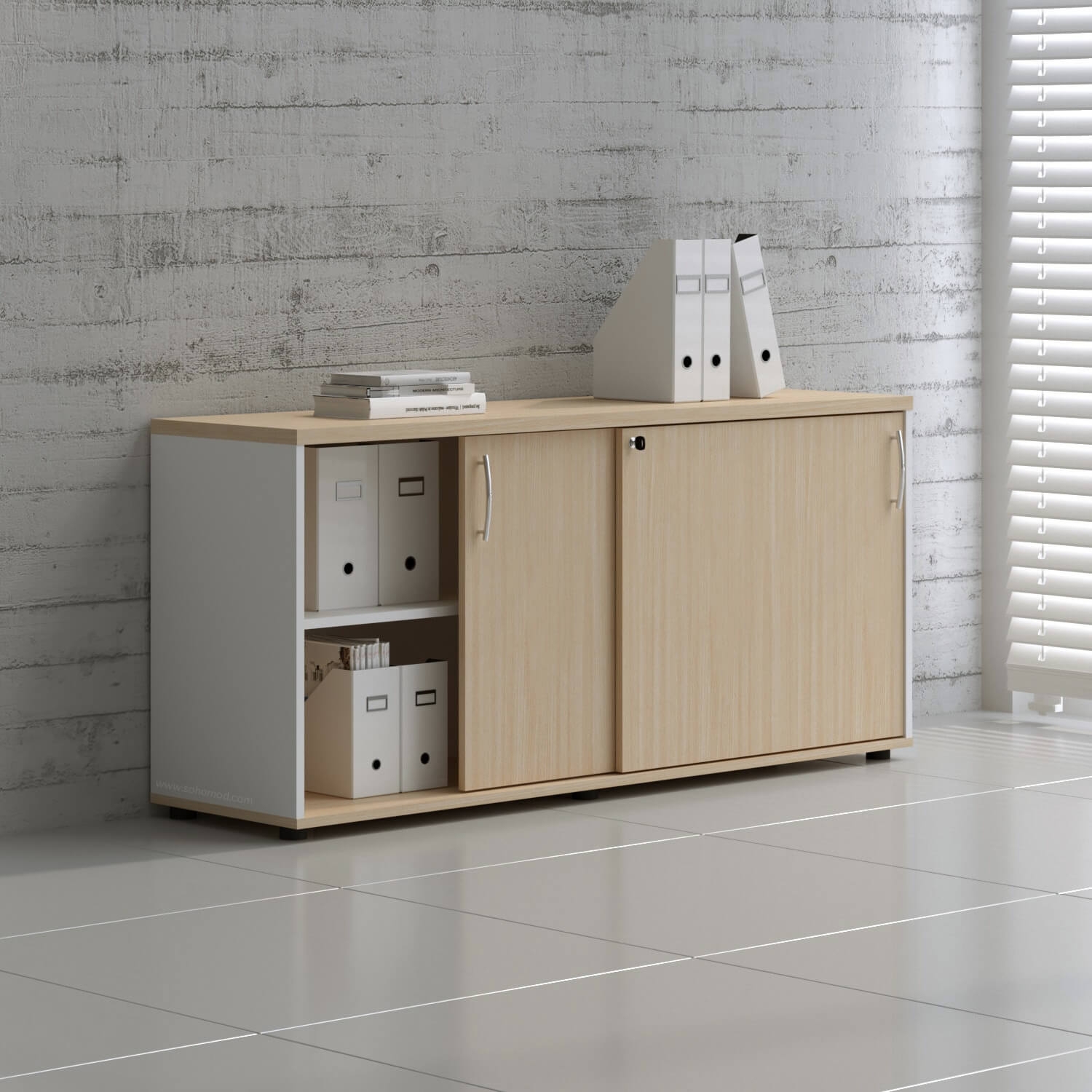 Standard Office W63" Cabinet w/2 Shelves & Sliding Lockable Doors