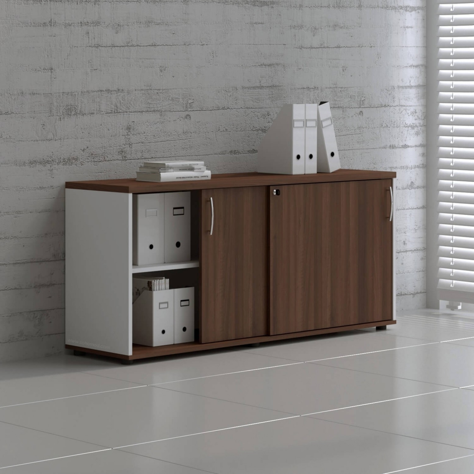 Standard Office Cabinet w/Shelves & Sliding Lockable Doors