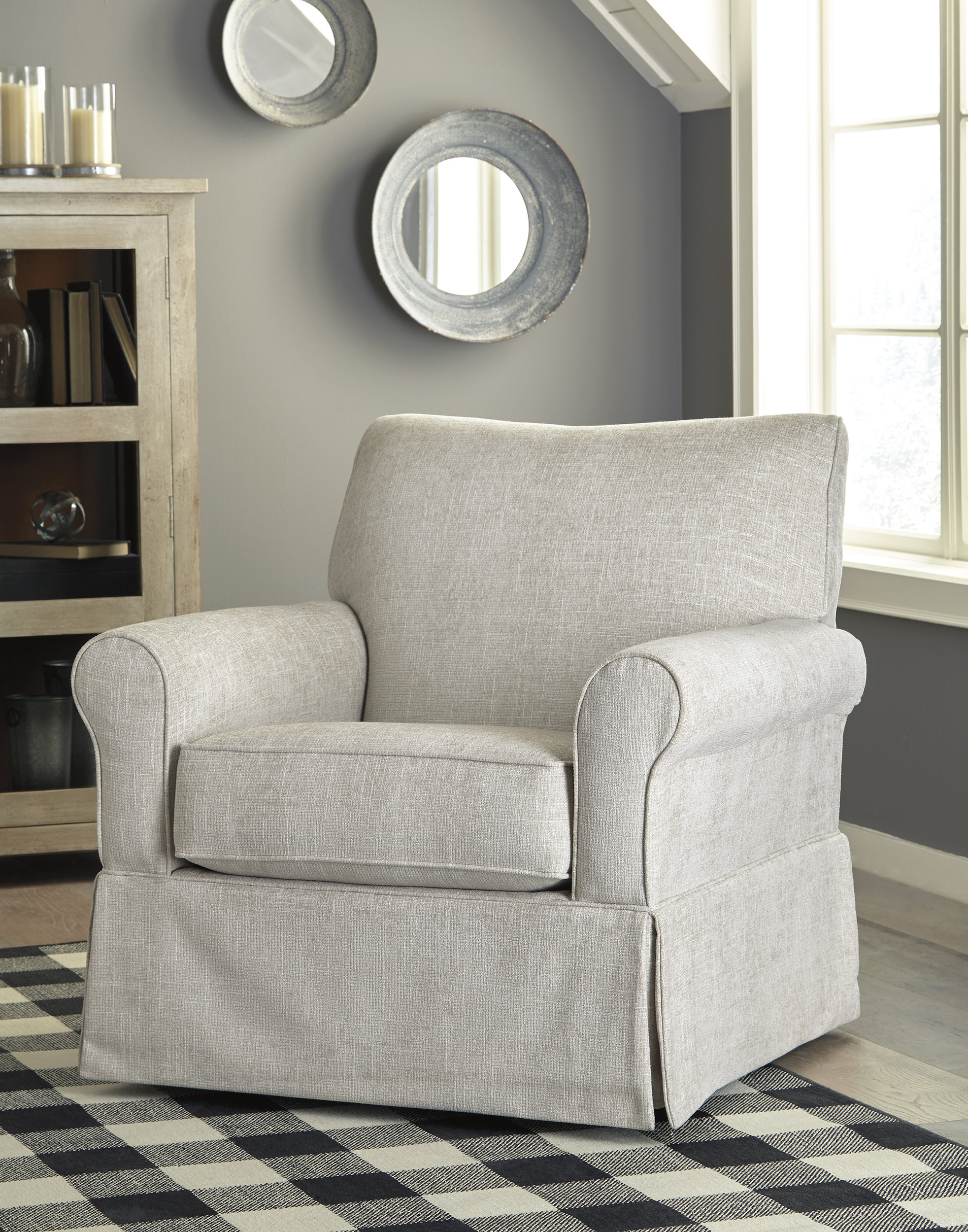 Searcy Polyester/Rayon Swivel Glider Accent Chair