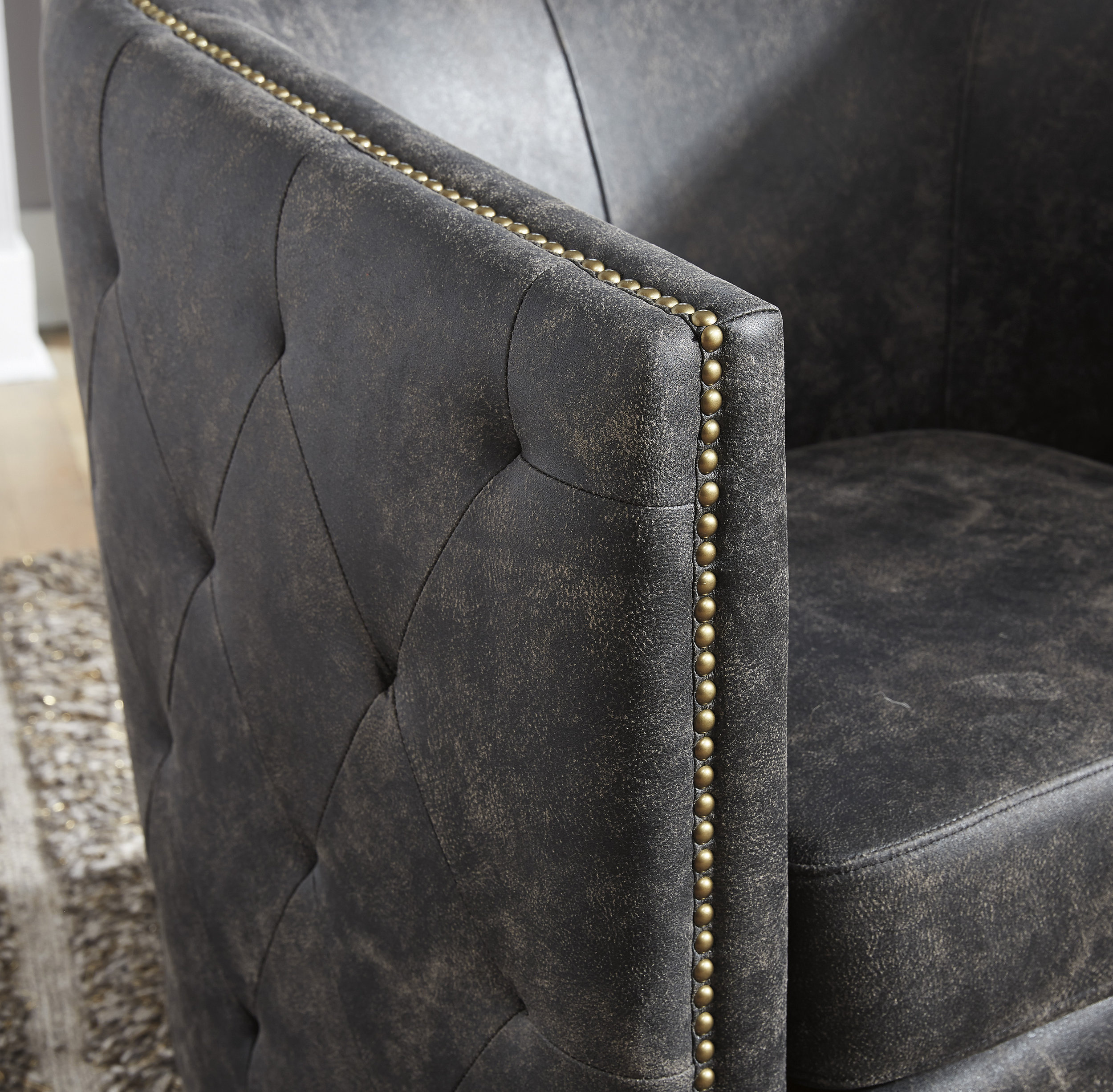 Brentlow Faux Leather/Metal Swivel Accent Chair
