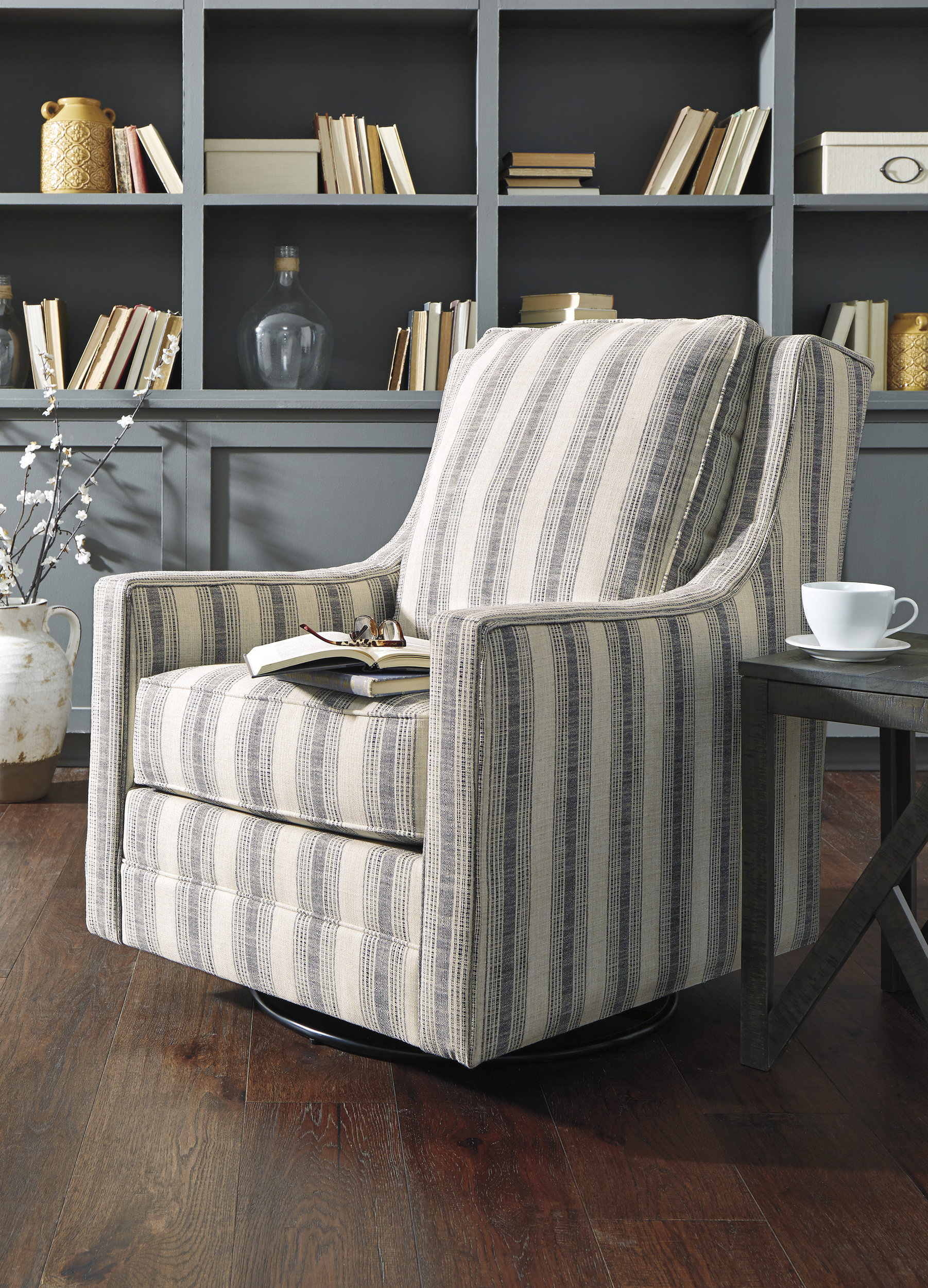 Kambria Polyester/Metal Swivel Glider Accent Chair