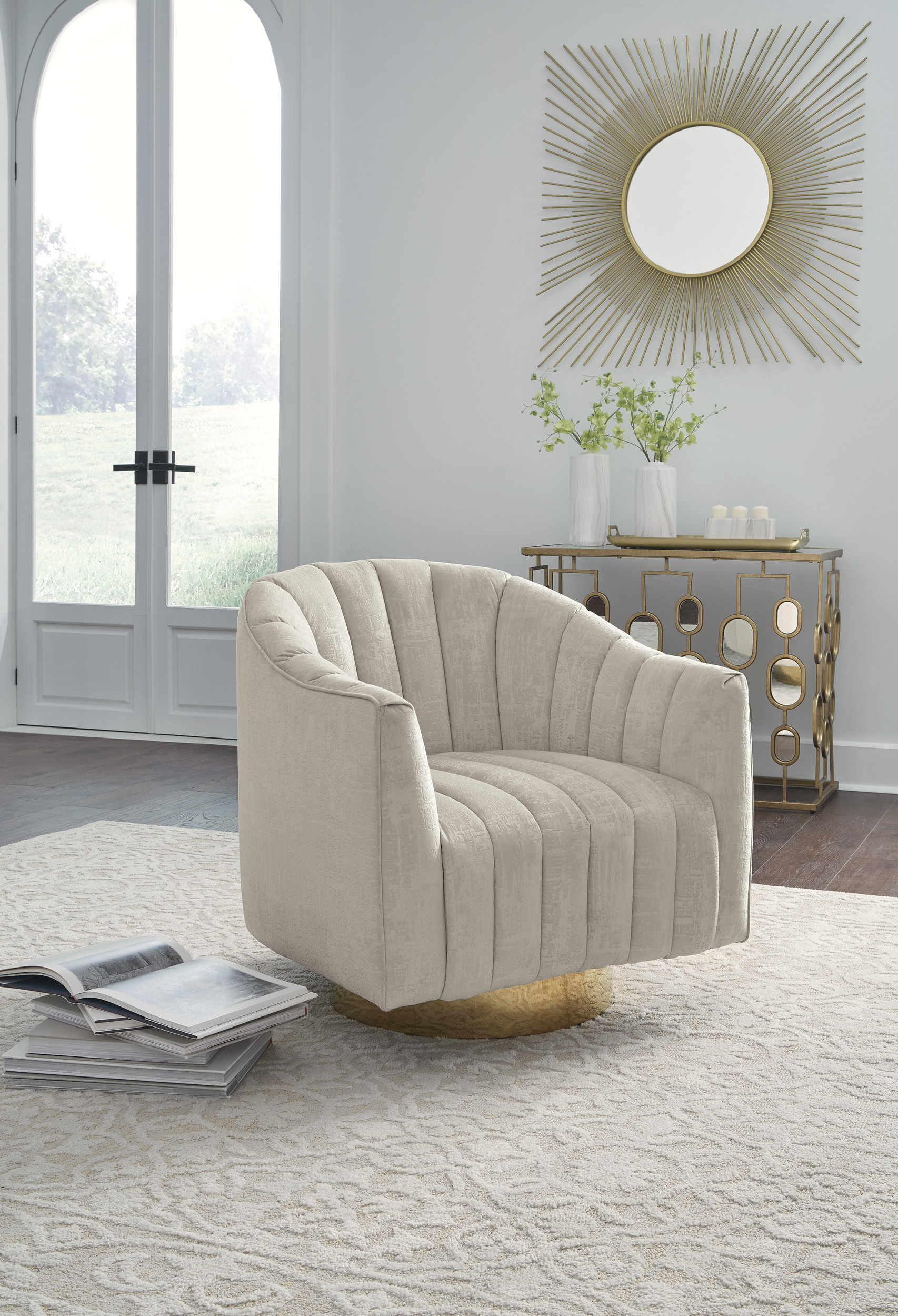 Penzlin Polyester/Metal Swivel Accent Chair