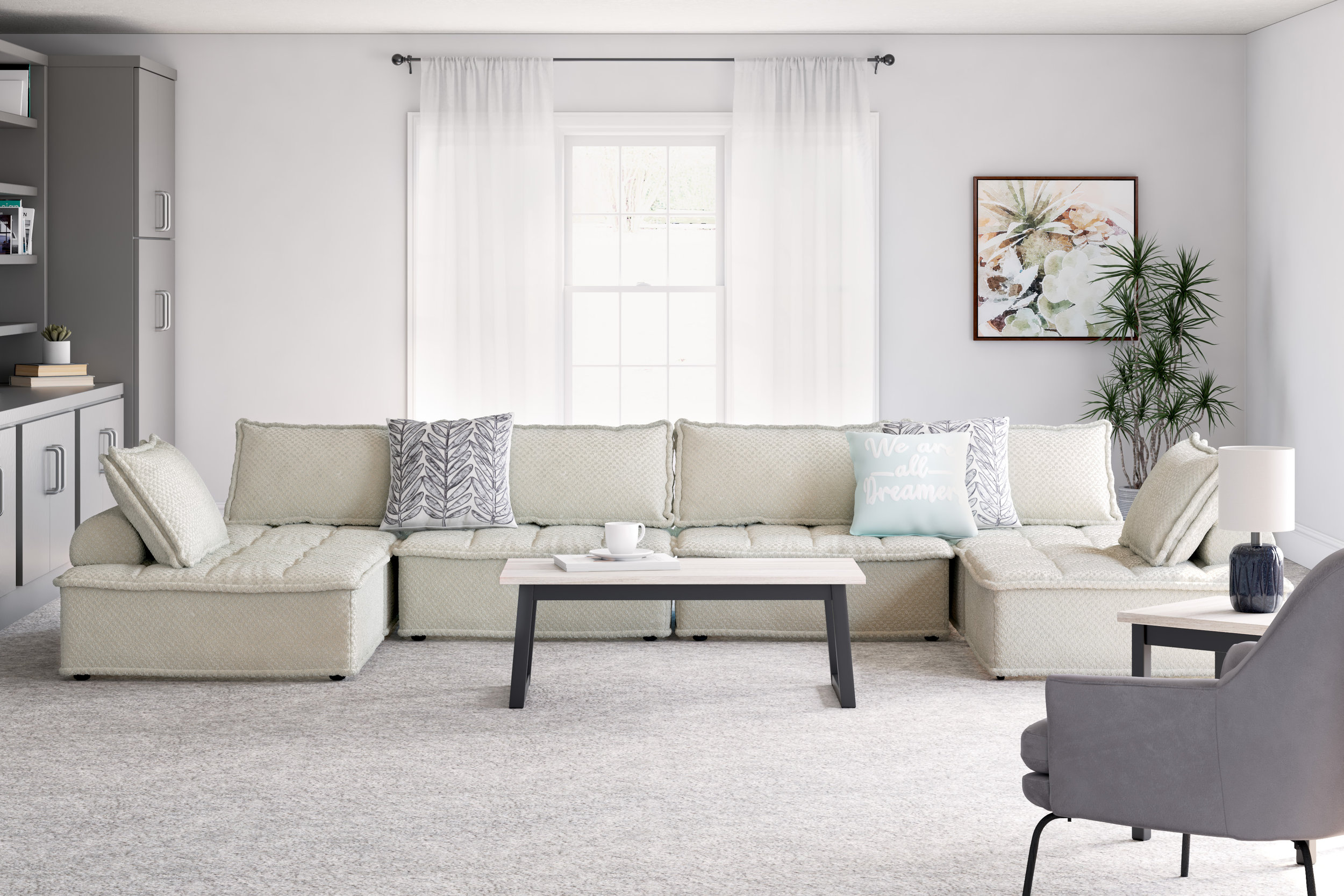 Bales U-Shaped Polyester 6-Piece Modular Sectional