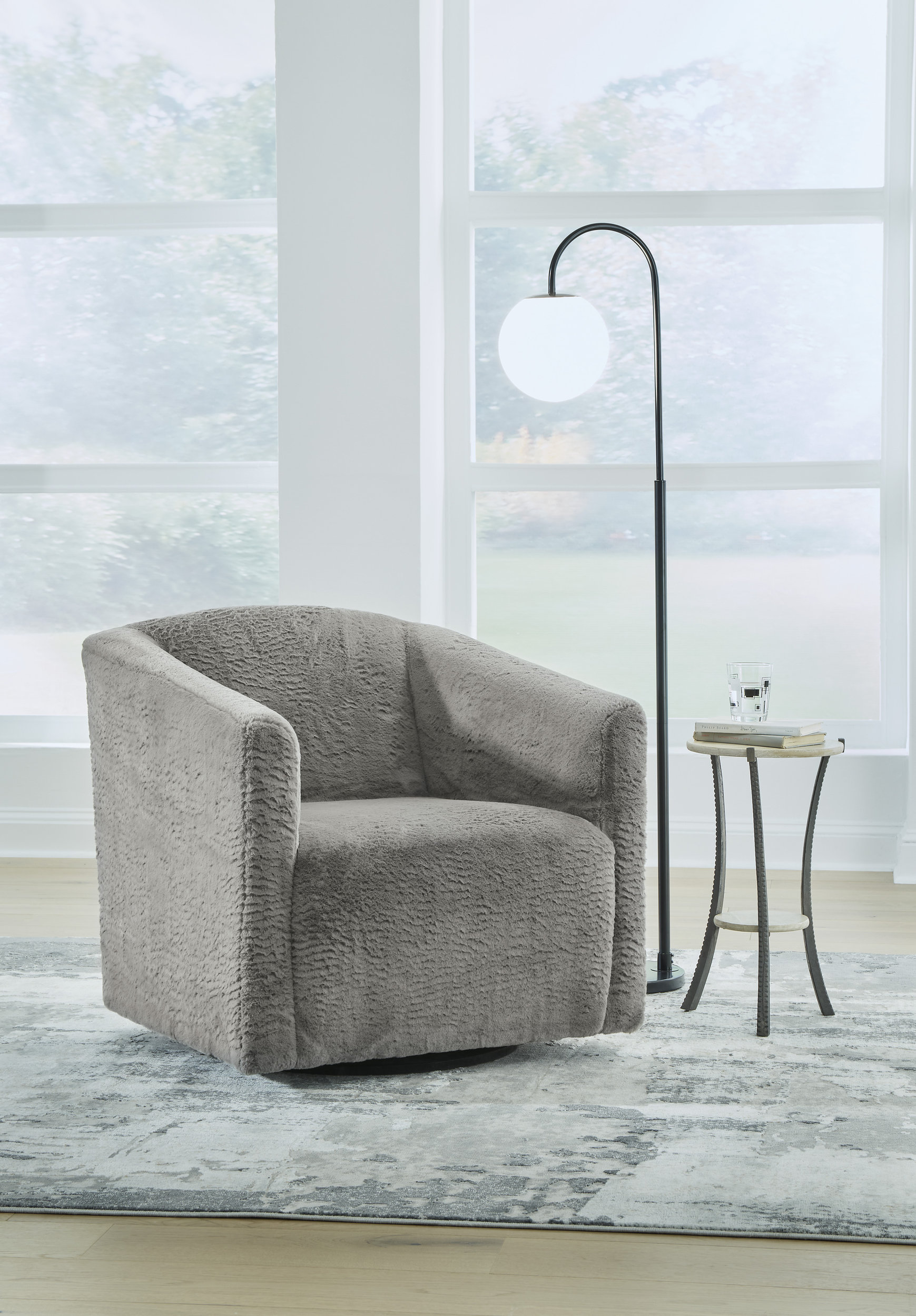 Bramner Polyester/Metal Swivel Accent Chair