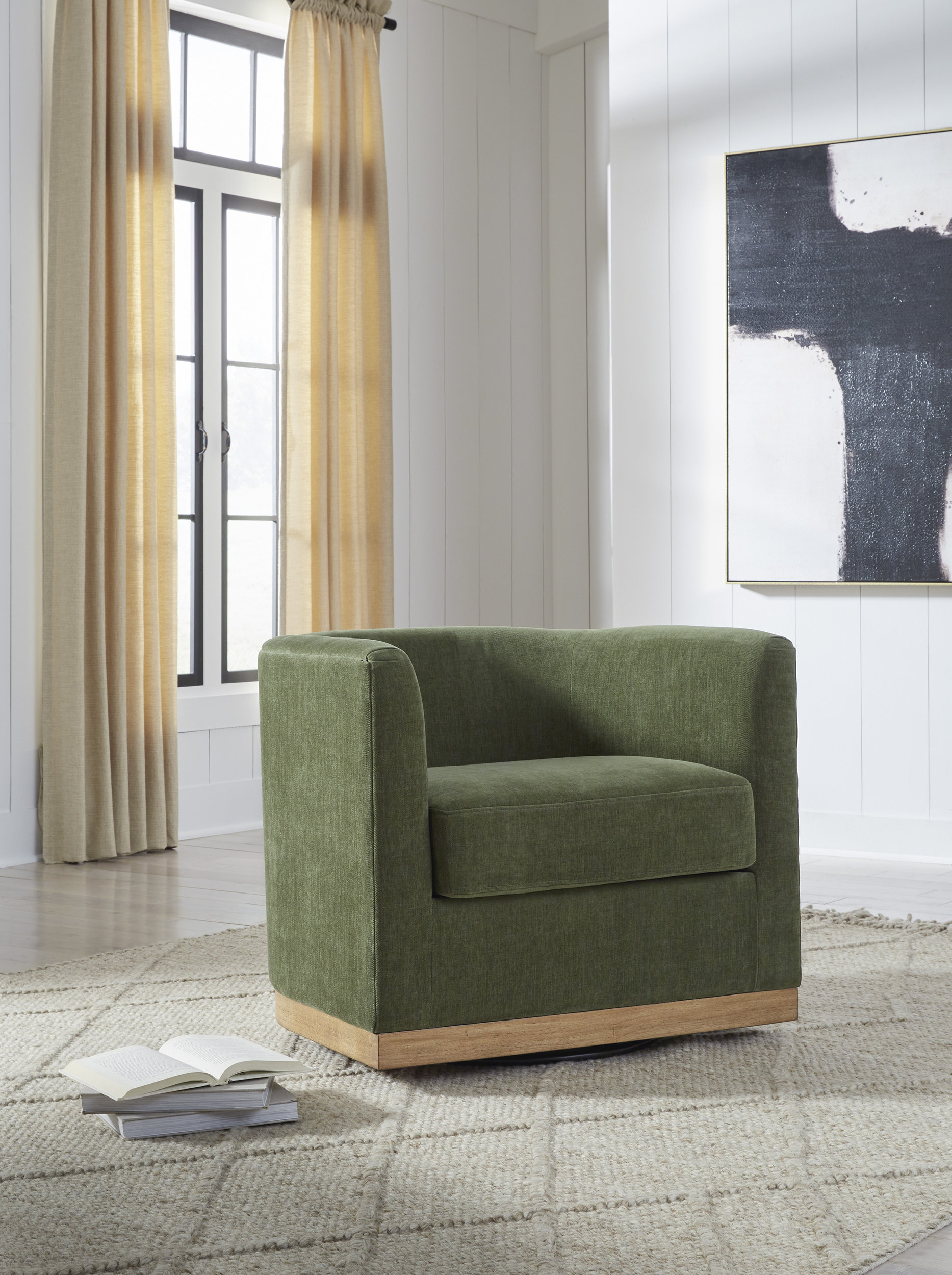 Jersonlow Polyester/Wood/Metal Swivel Accent Chair