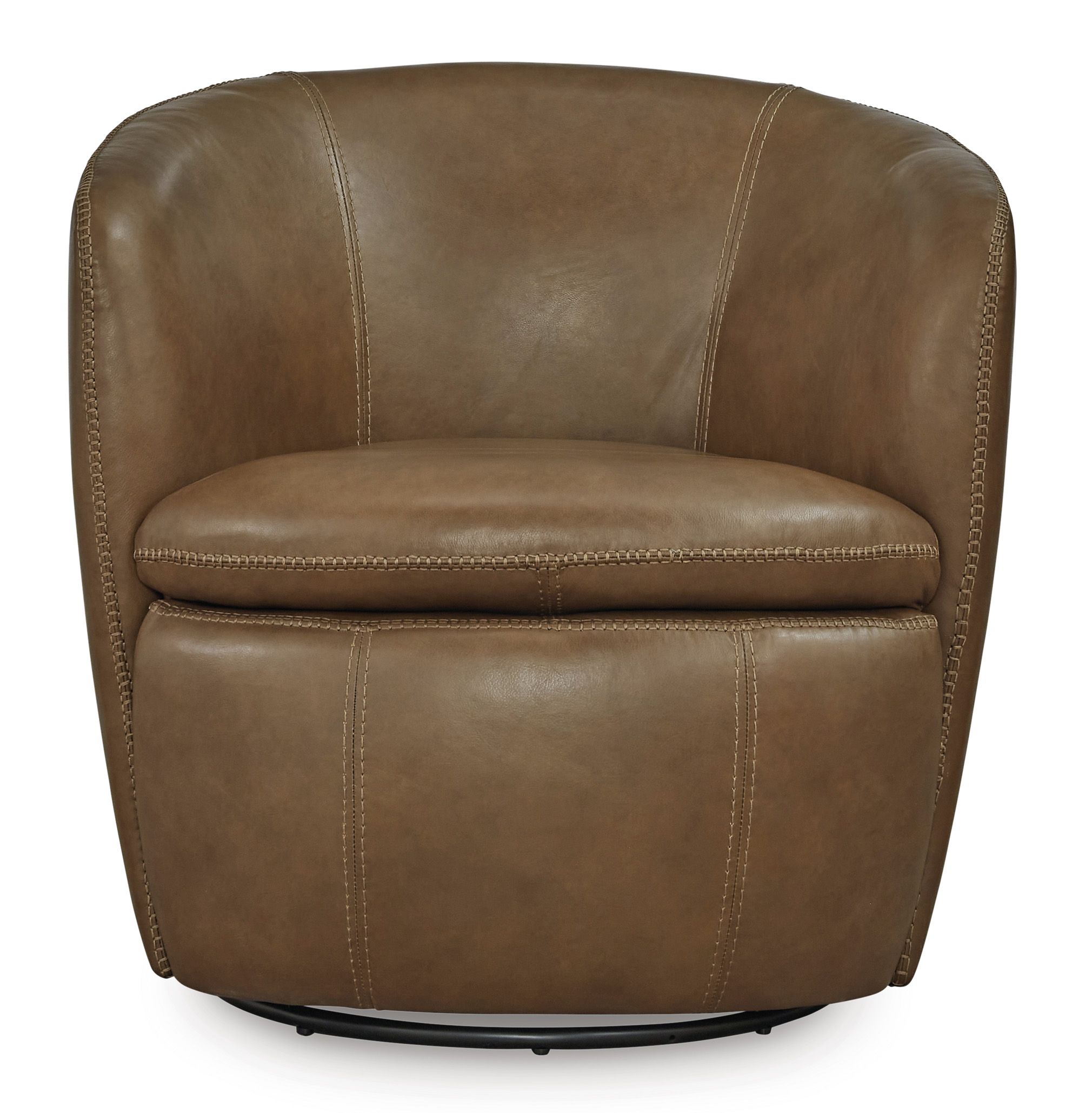 Kierreys Leather/Metal Swivel Accent Chair