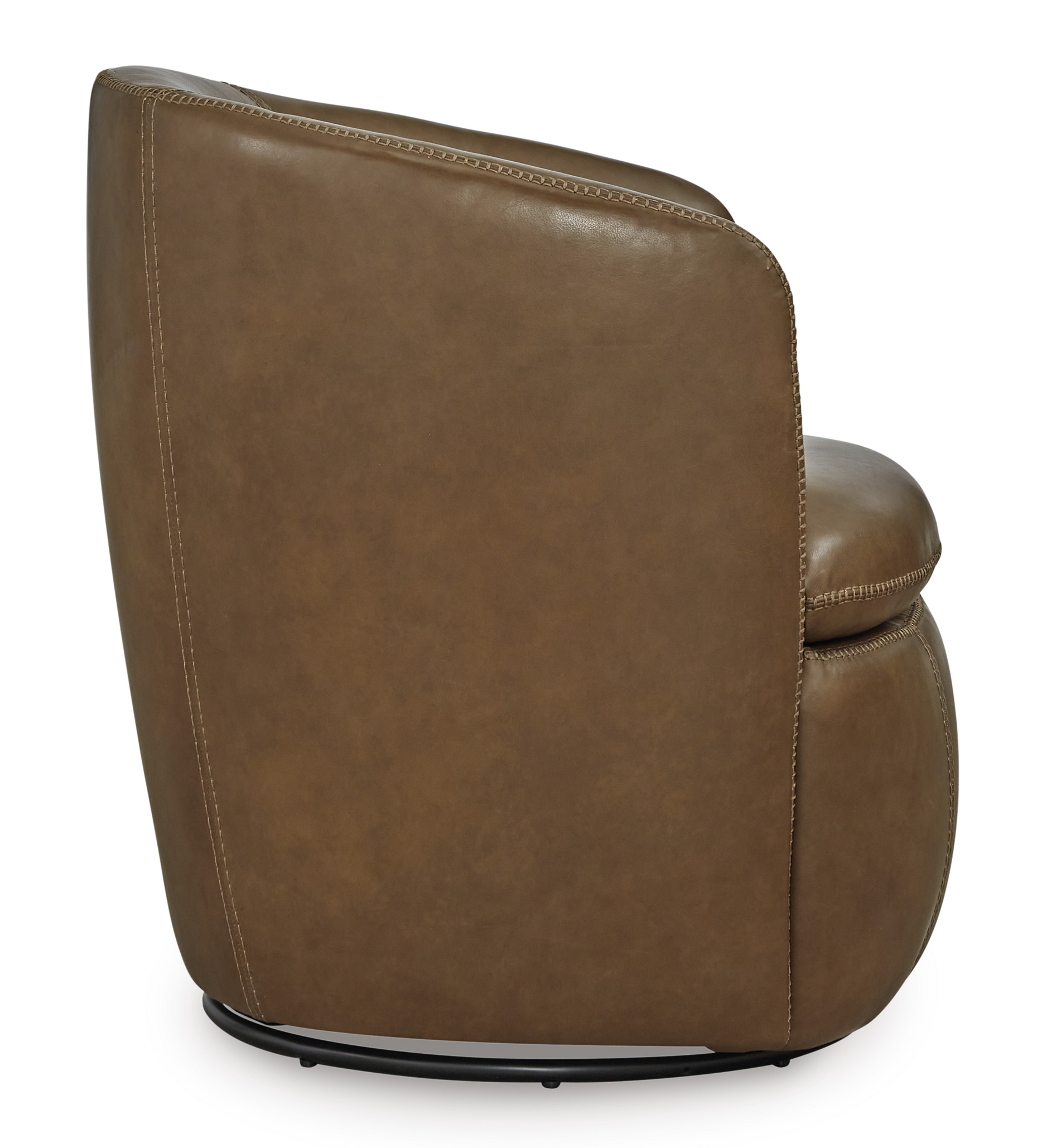 Kierreys Leather/Metal Swivel Accent Chair