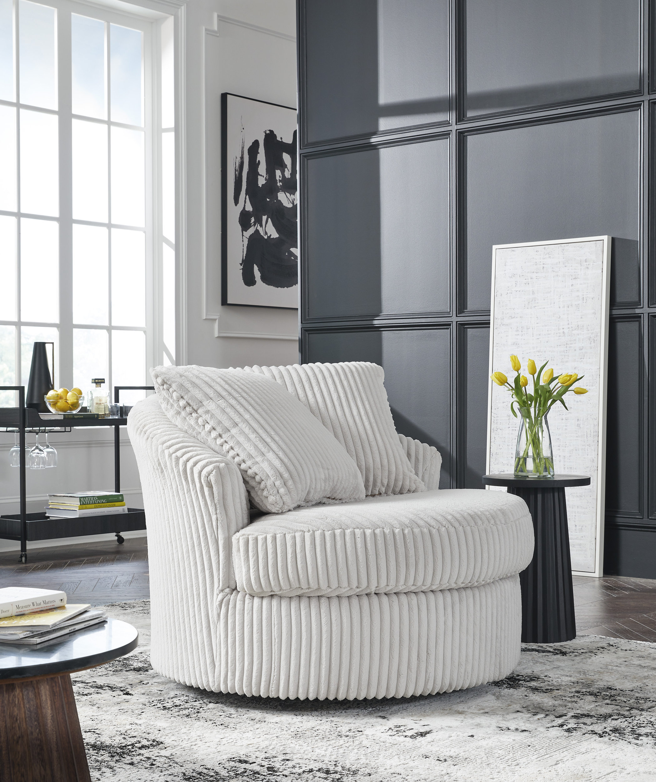 Gramwell Polyester/Metal Swivel Accent Chair