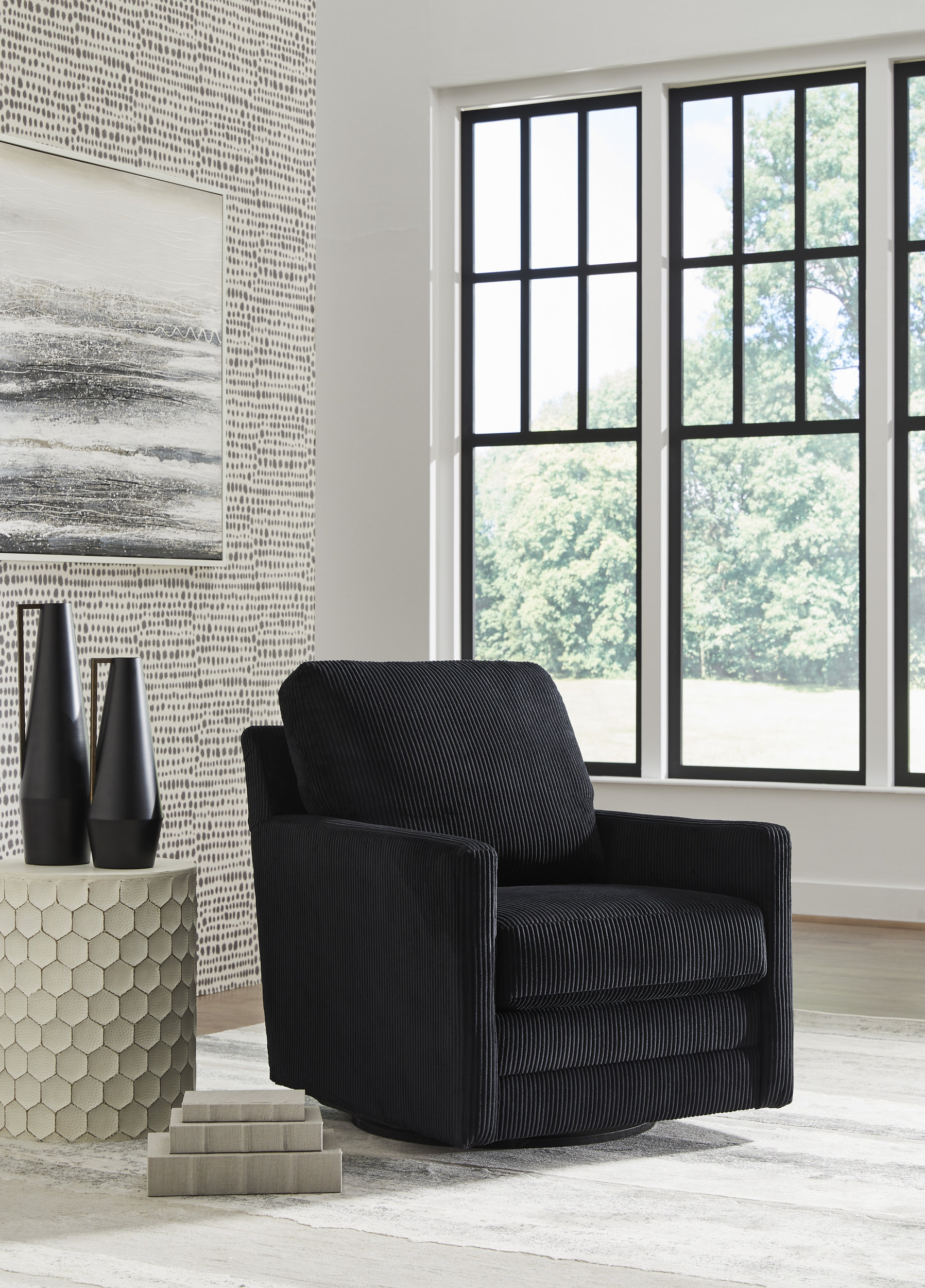 Icaman Polyester Swivel Accent Chair