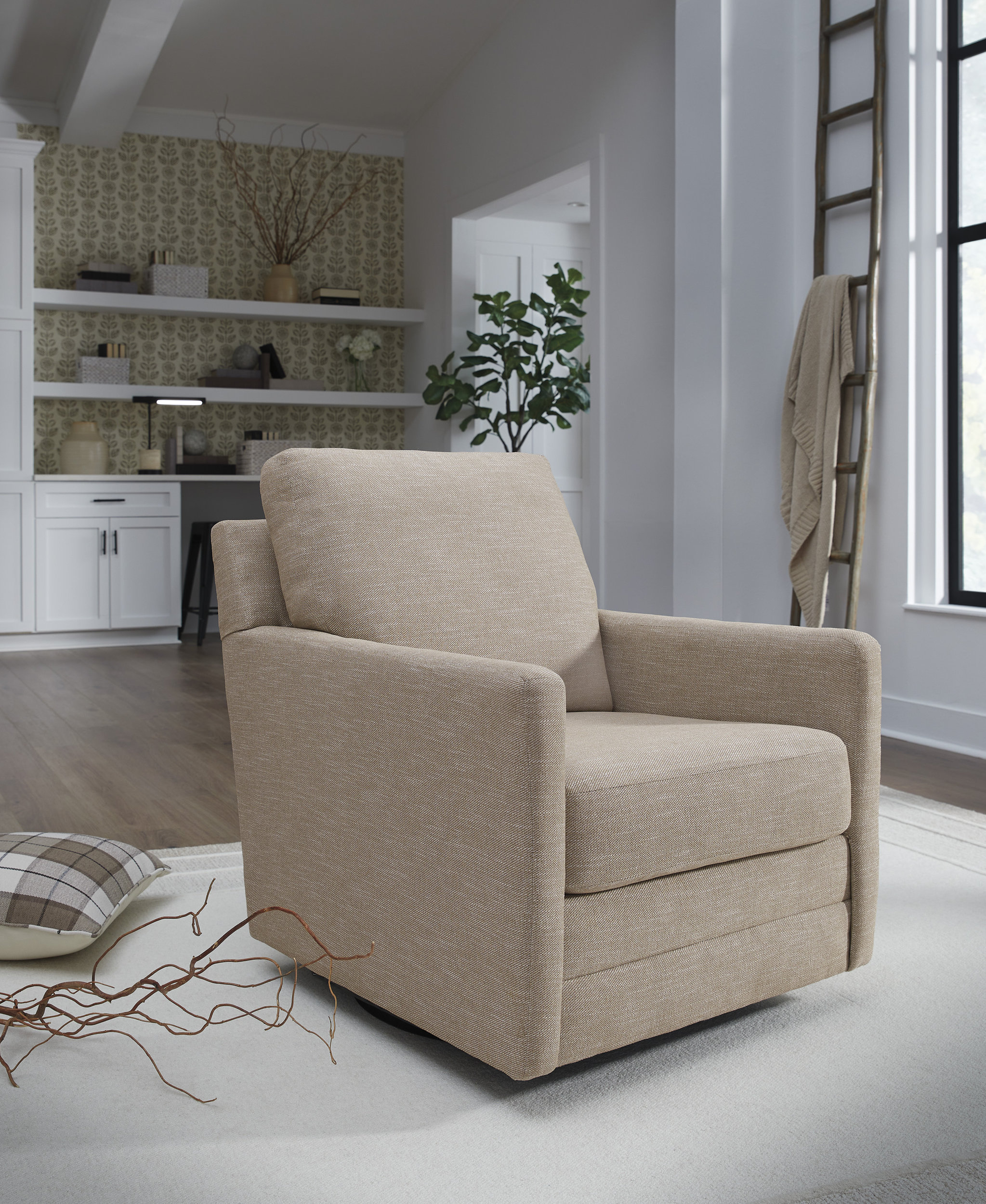 Freybourne Next-Gen Nuvella Polyester Swivel Accent Chair