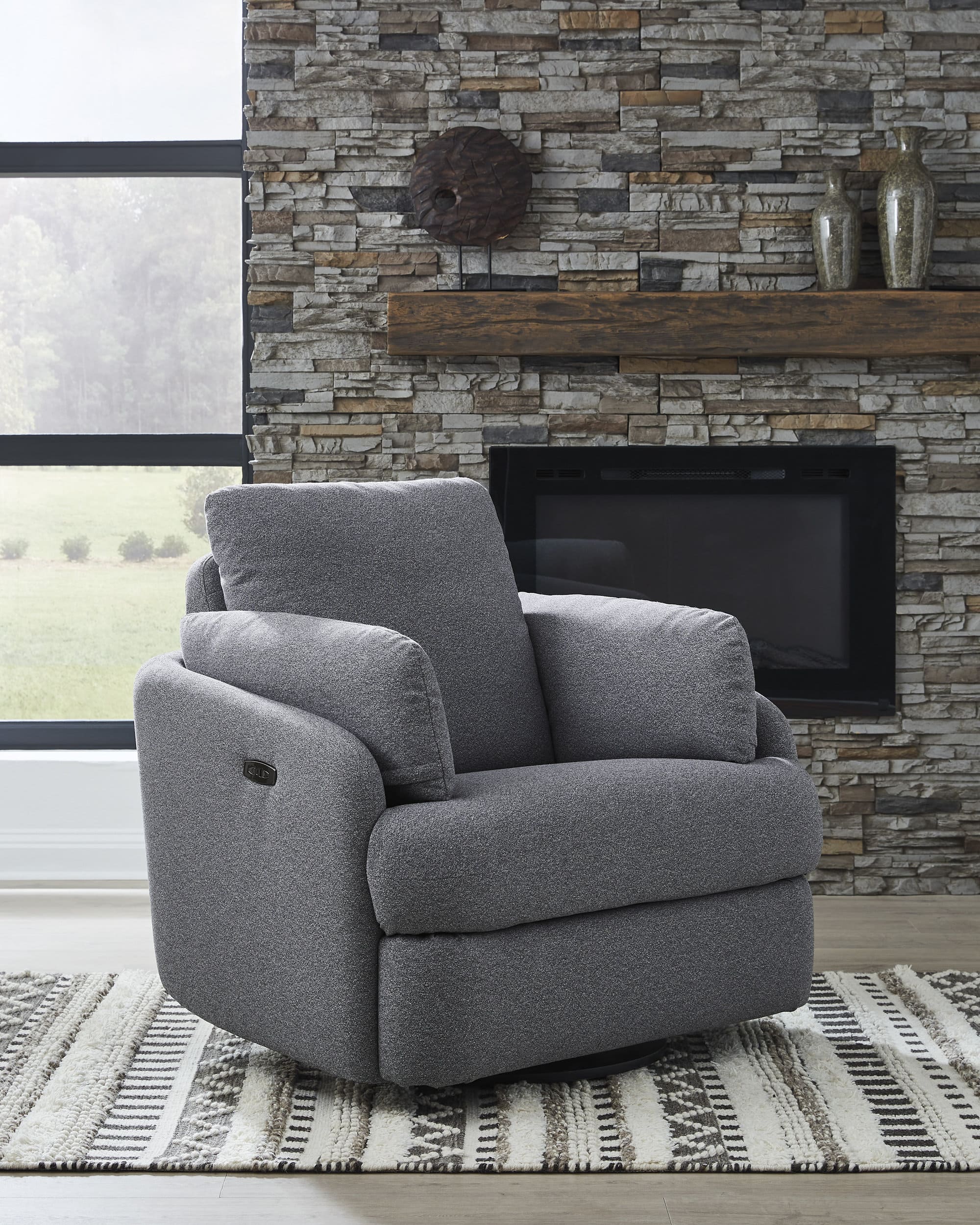 Alainmont Next-Gen Nuvella Polyester Swivel Power Recliner