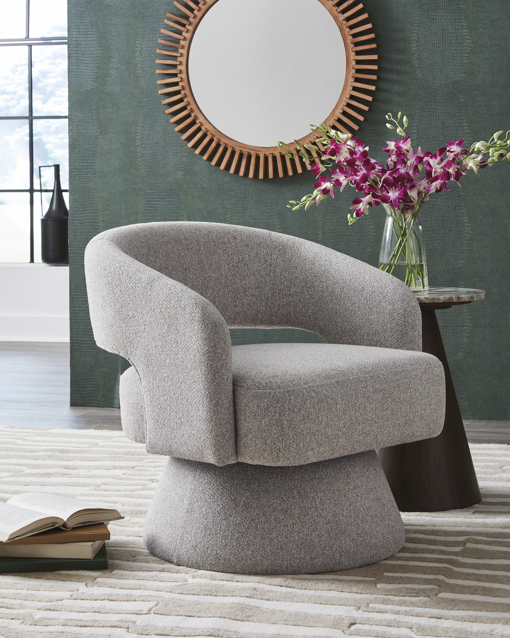 Nashkins Polyester Swivel Accent Chair