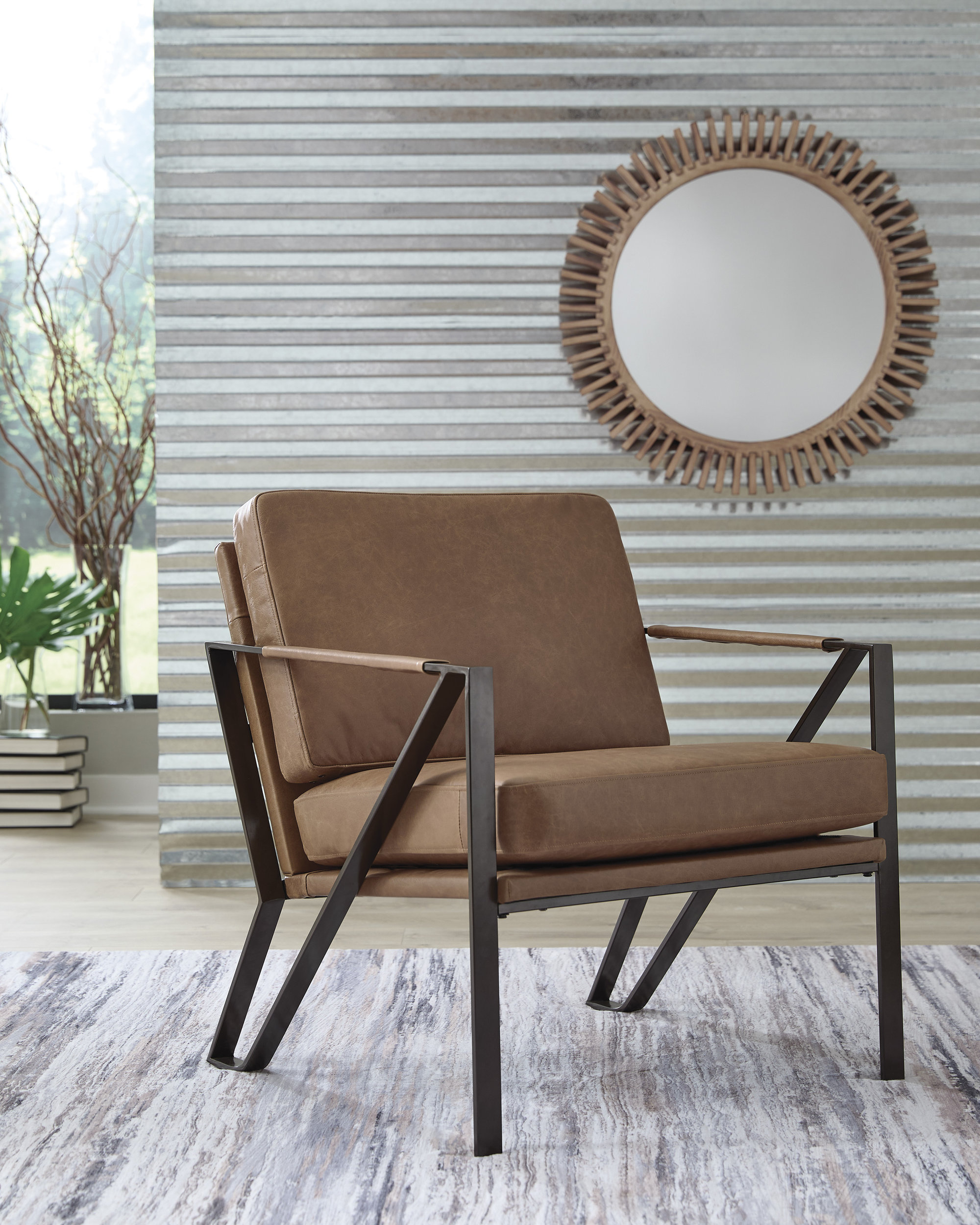 Garronmont Leather/Metal Accent Chair