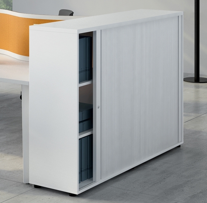 Standard Office W63" Tambour Cabinet w/3 Shelves & Lockable Door