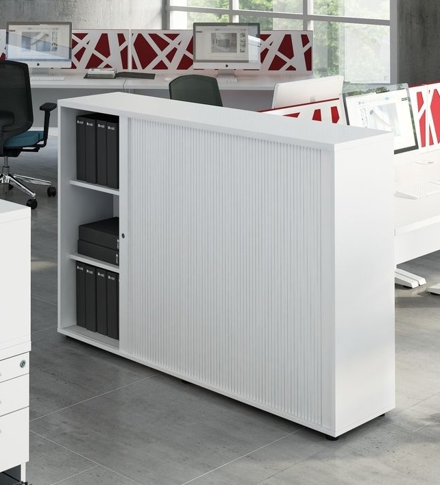Standard Office W63" Tambour Cabinet w/3 Shelves & Lockable Door