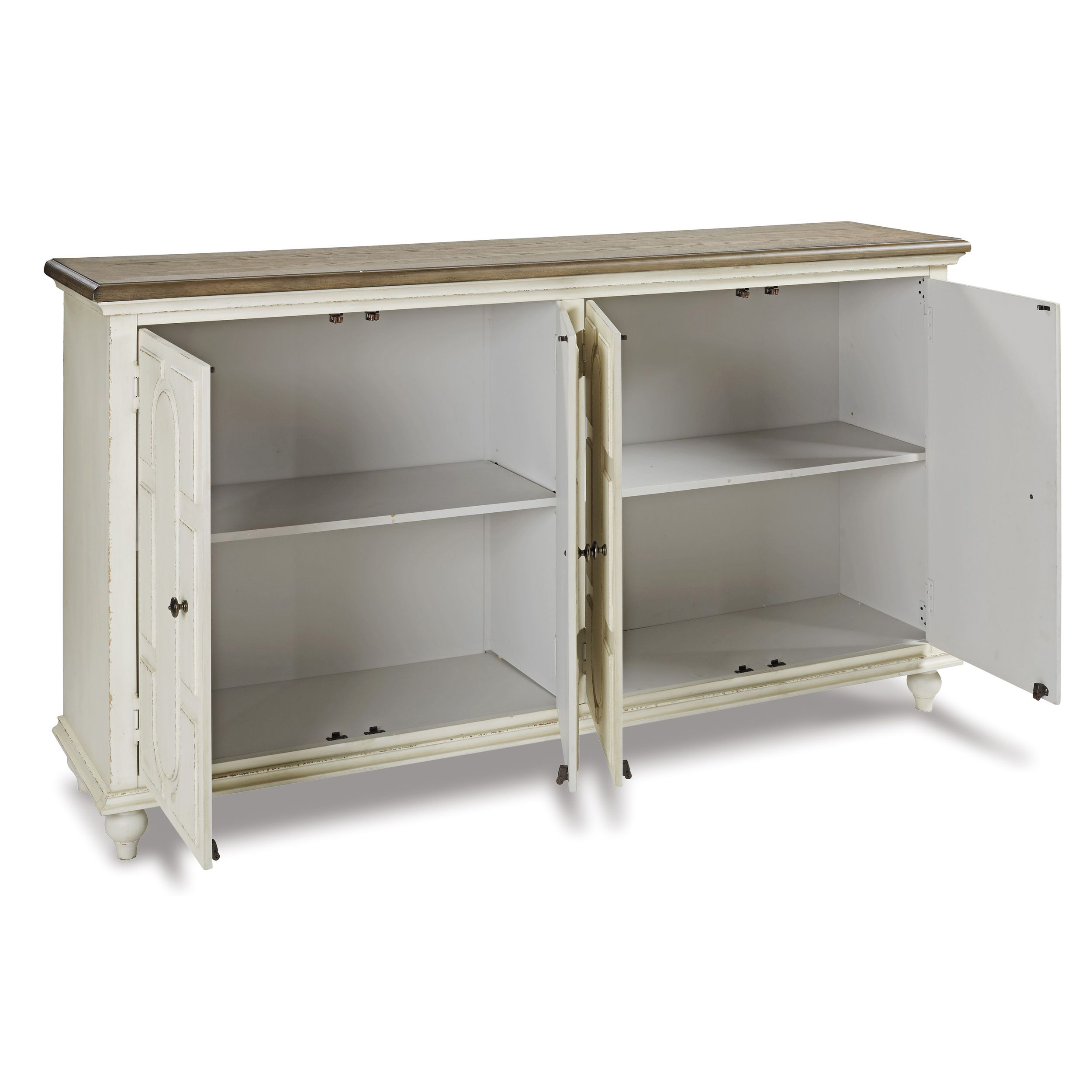 Roranville 4-Door Accent Cabinet | Antique White & Brown
