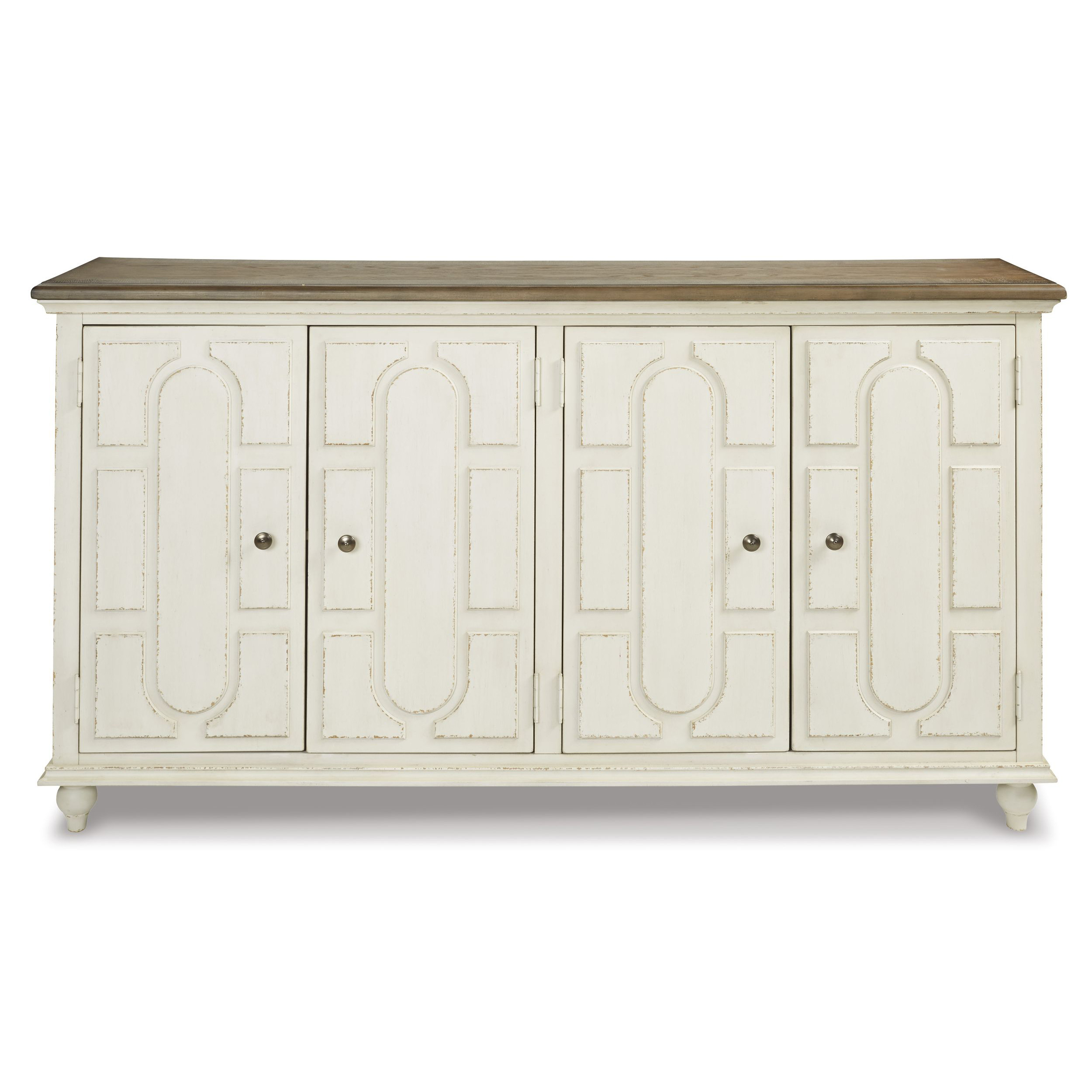 Roranville 4-Door Accent Cabinet | Antique White & Brown