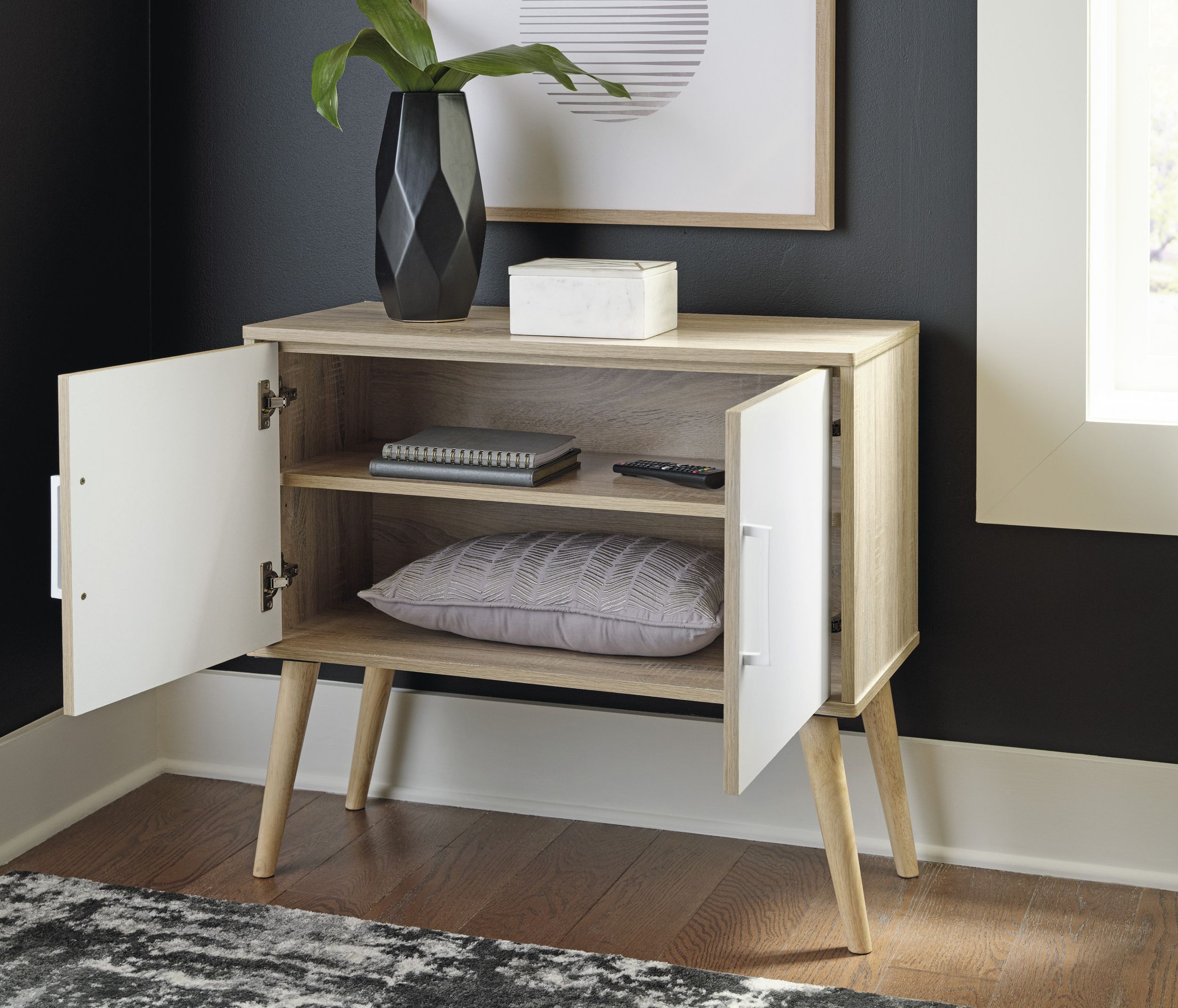 Orinfield 2-Door Accent Cabinet | Scandinavian White & Natural