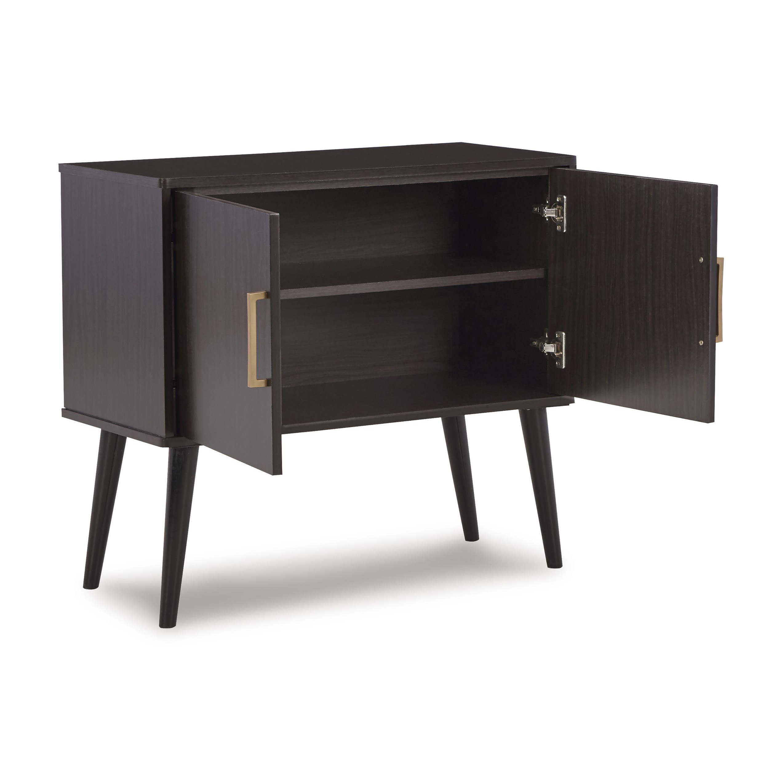 Orinfield 2-Door Accent Cabinet | Dark Brown & Gold Storage