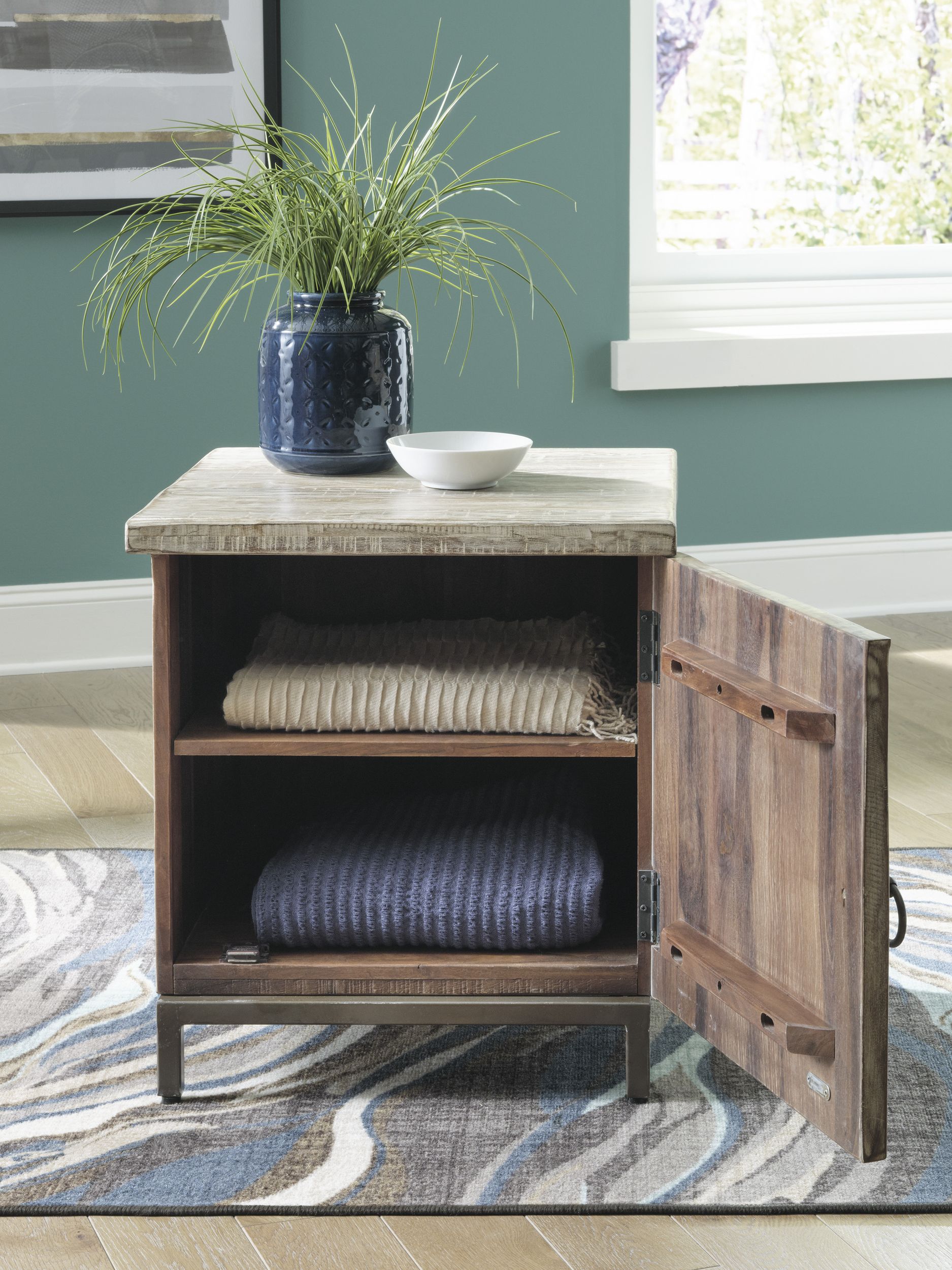 Laddford Reclaimed Wood Accent Cabinet | Whitewash Rustic Storage