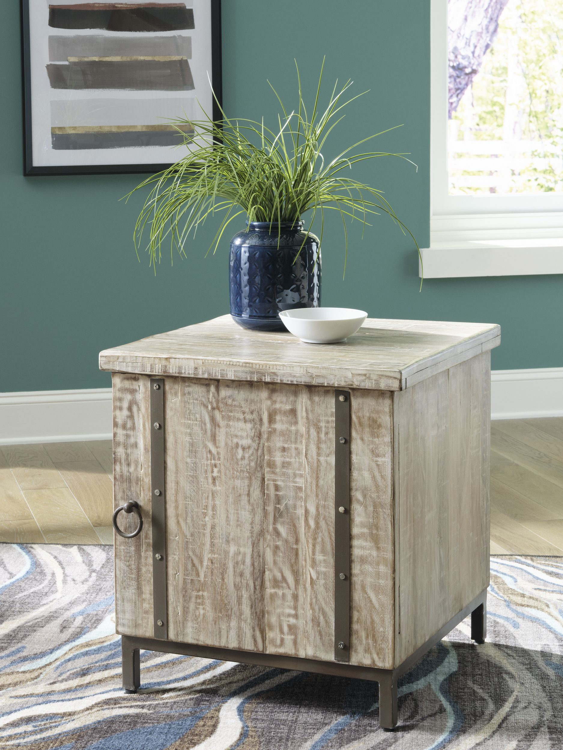 Laddford Reclaimed Wood Accent Cabinet | Whitewash Rustic Storage
