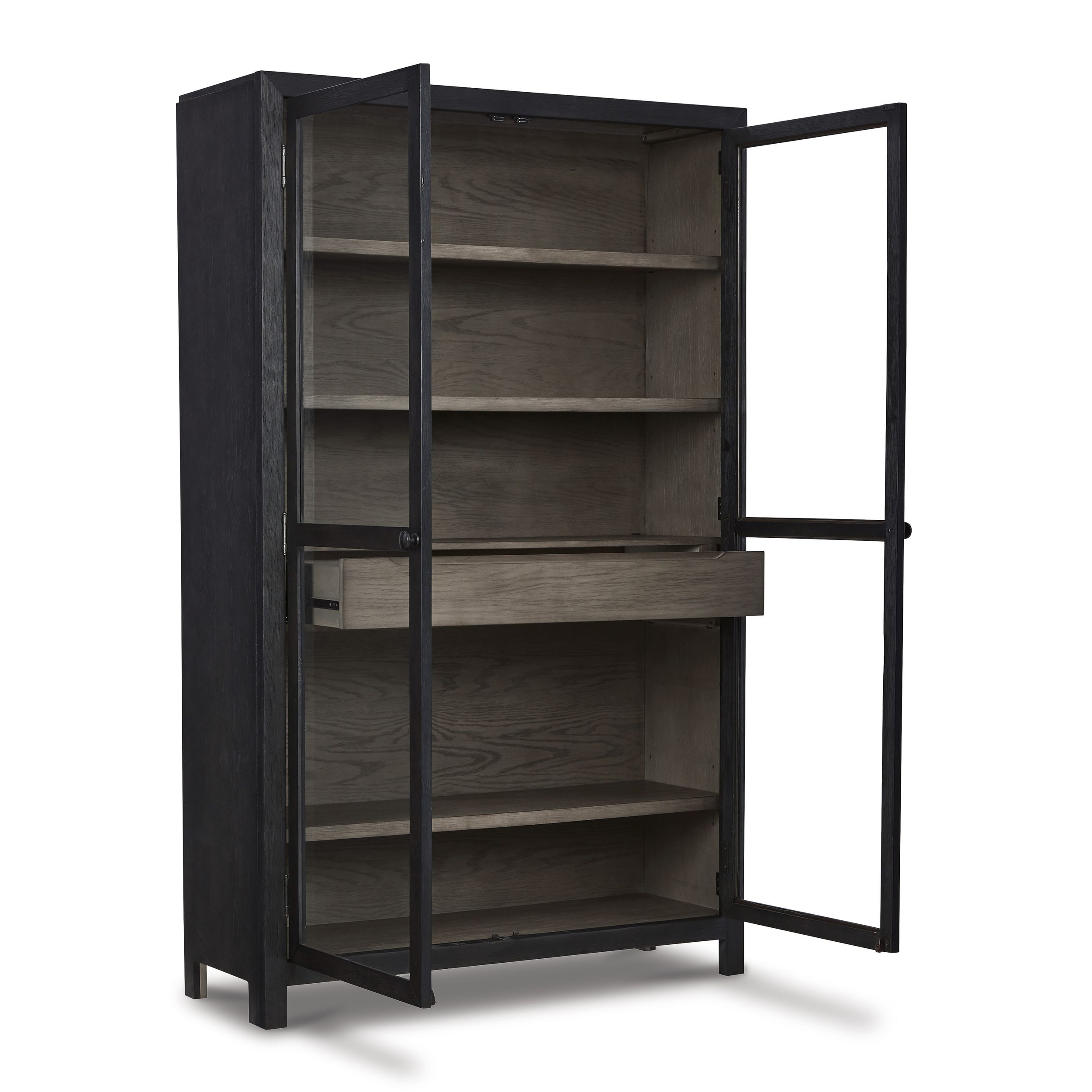 Lenston Vertical 2-Door, 1-Drawer Accent Cabinet | Black & Gray