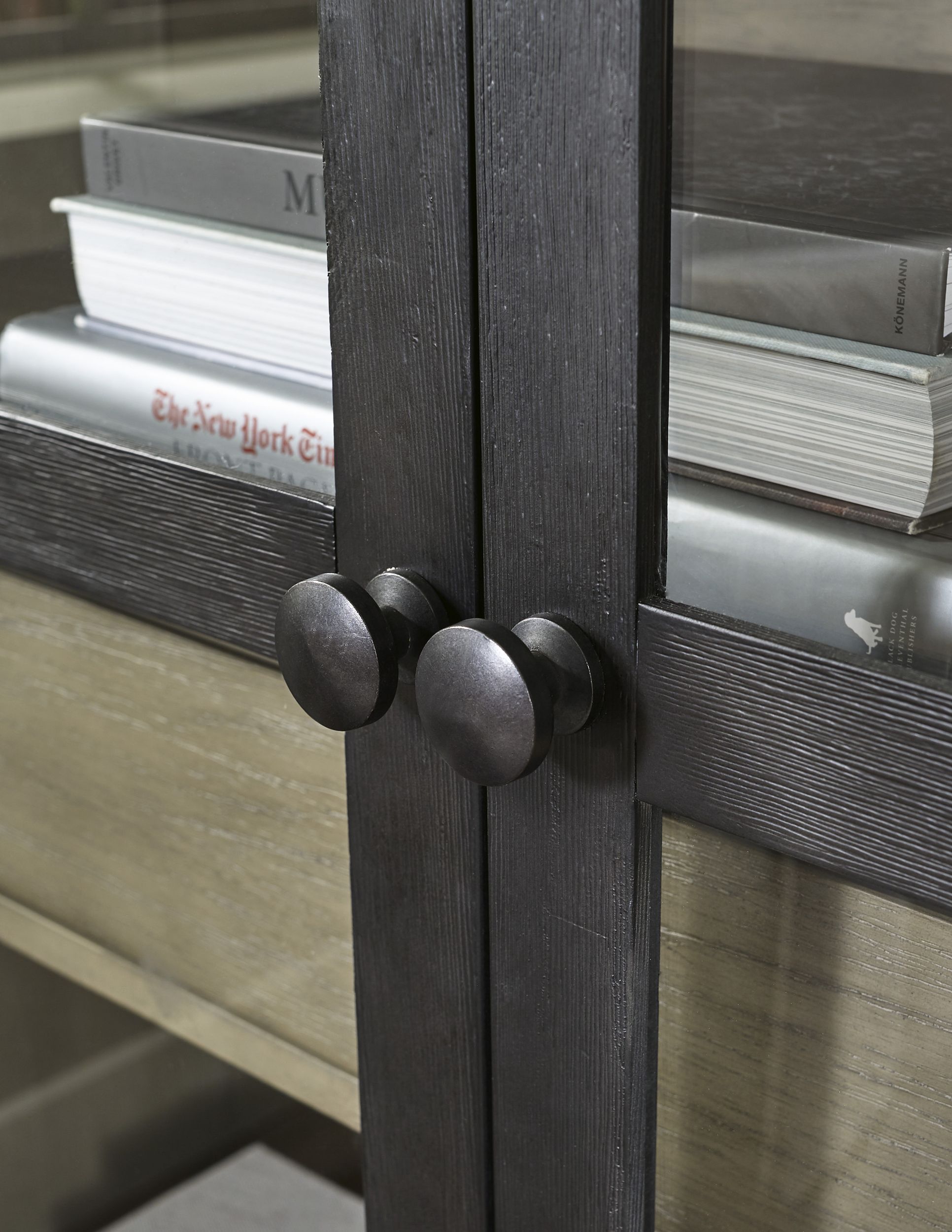 Lenston Vertical 2-Door, 1-Drawer Accent Cabinet | Black & Gray