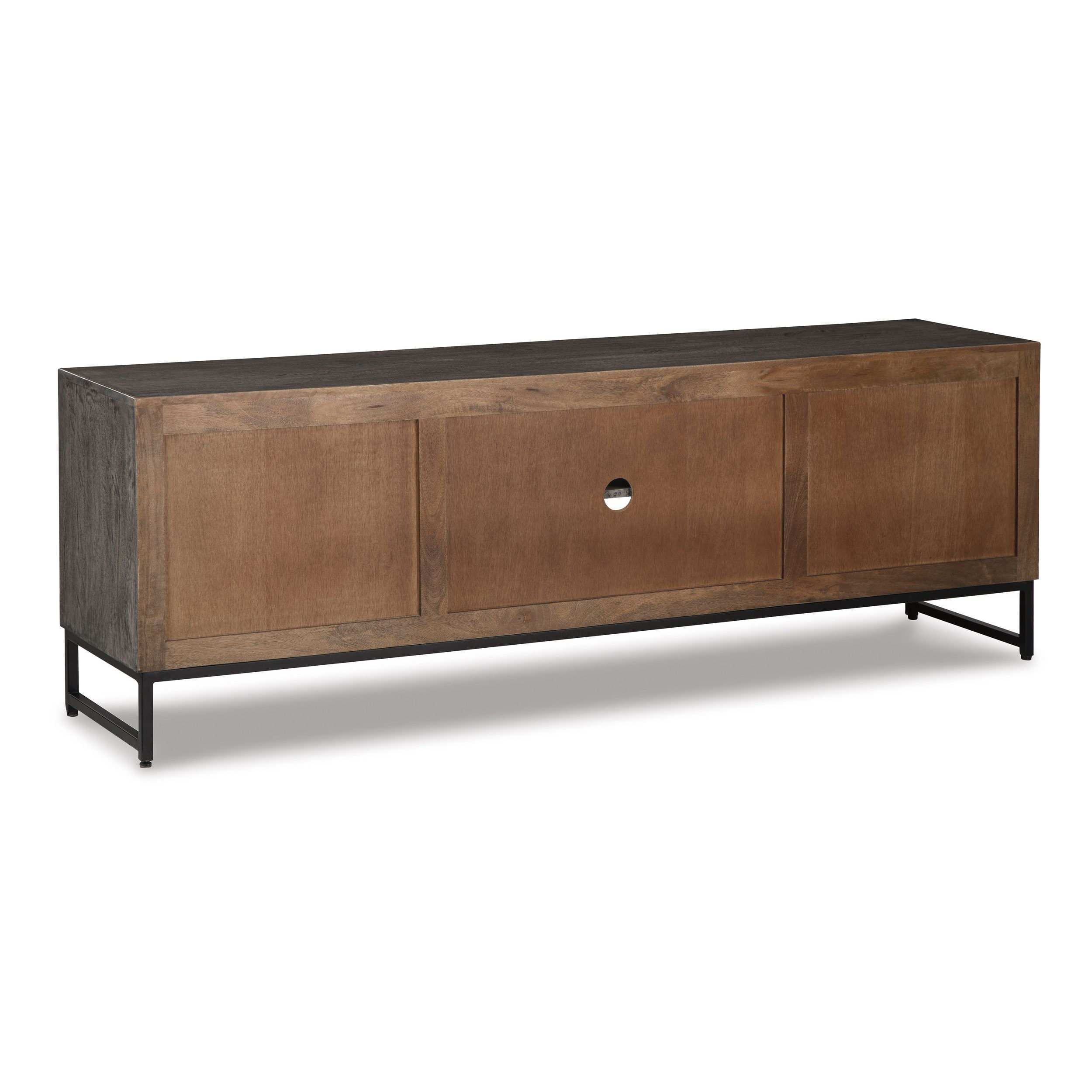 Treybrook 71" Accent Cabinet | Distressed Gray & Industrial Black