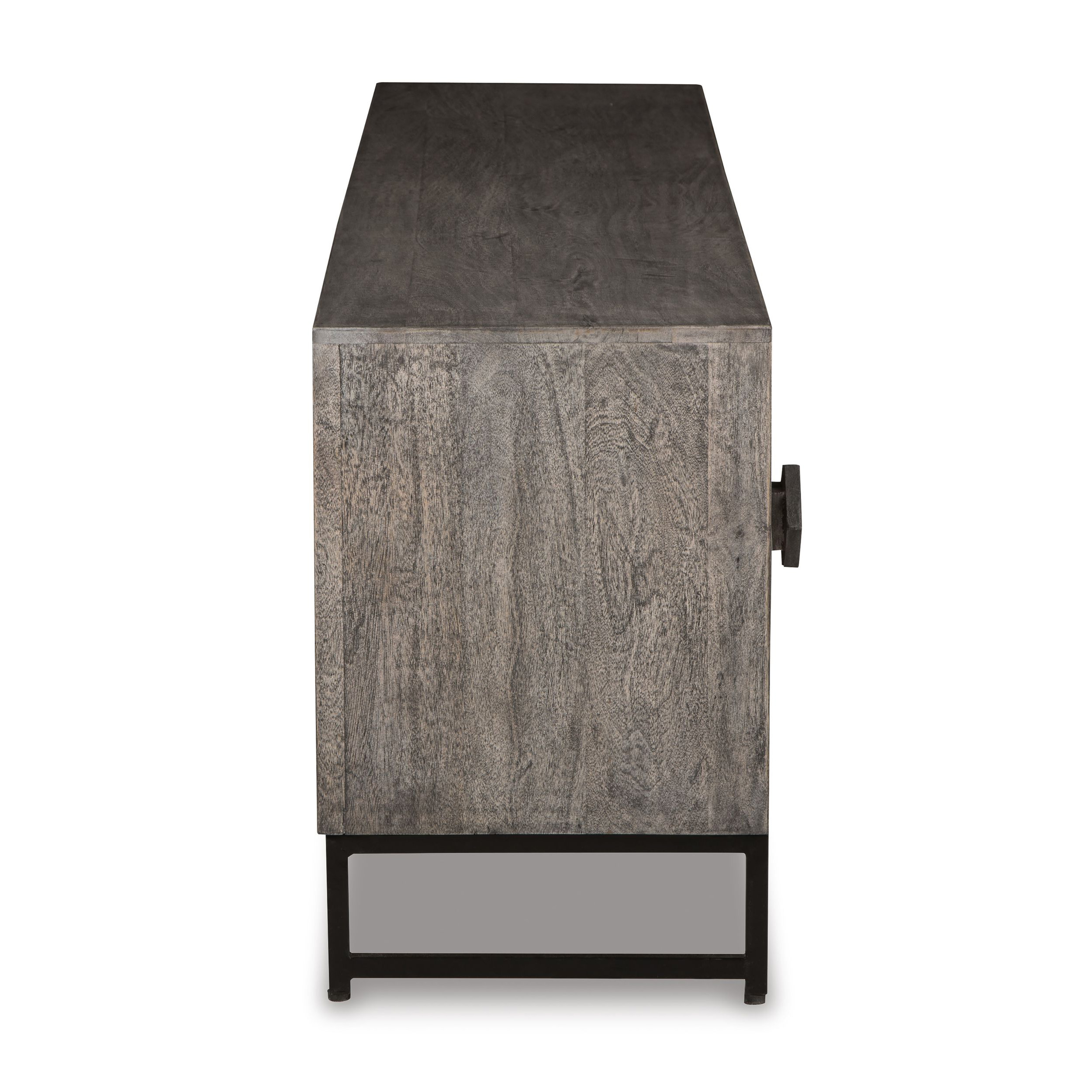 Treybrook 71" Accent Cabinet | Distressed Gray & Industrial Black