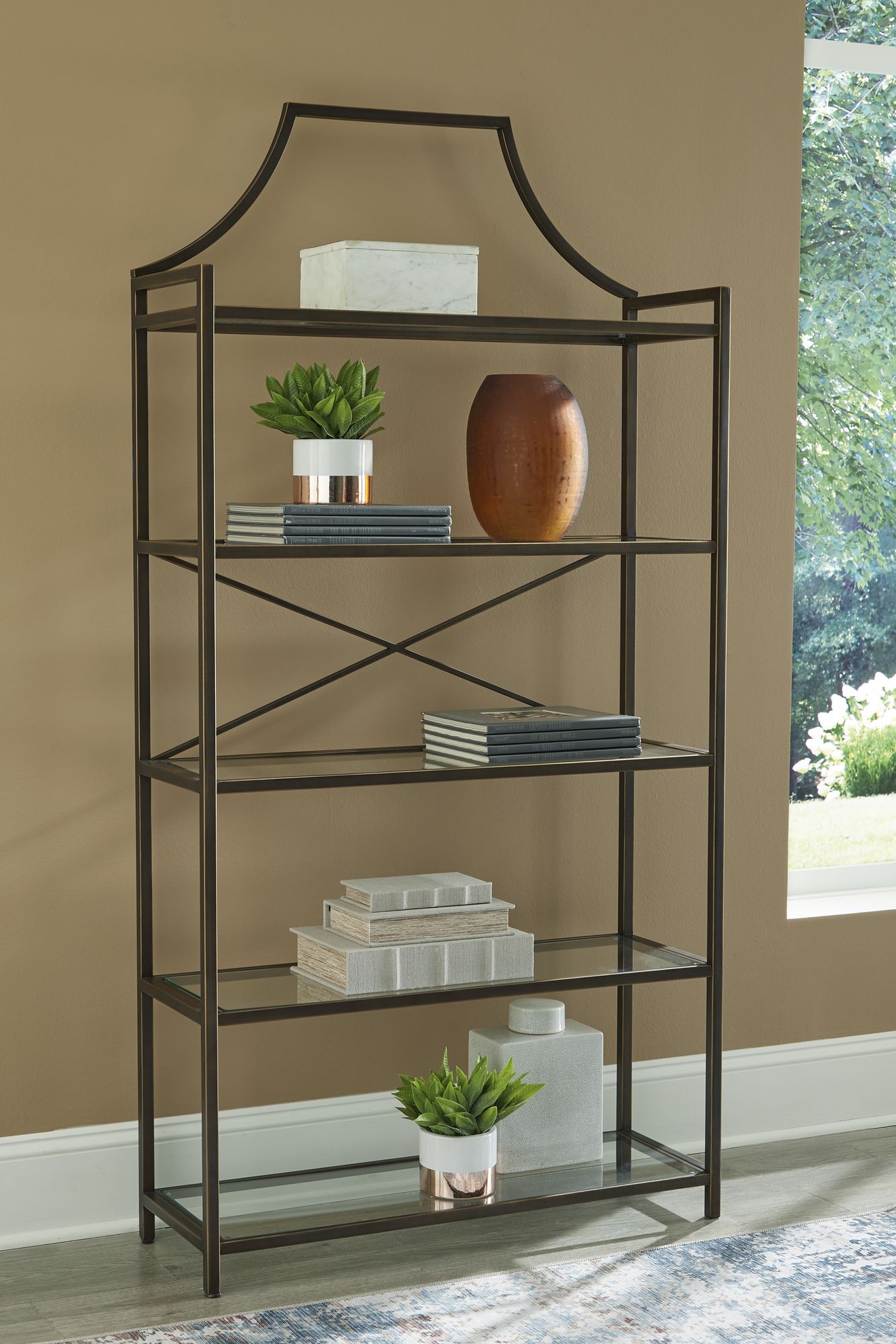 Bernonly Metal/Glass Bookcase