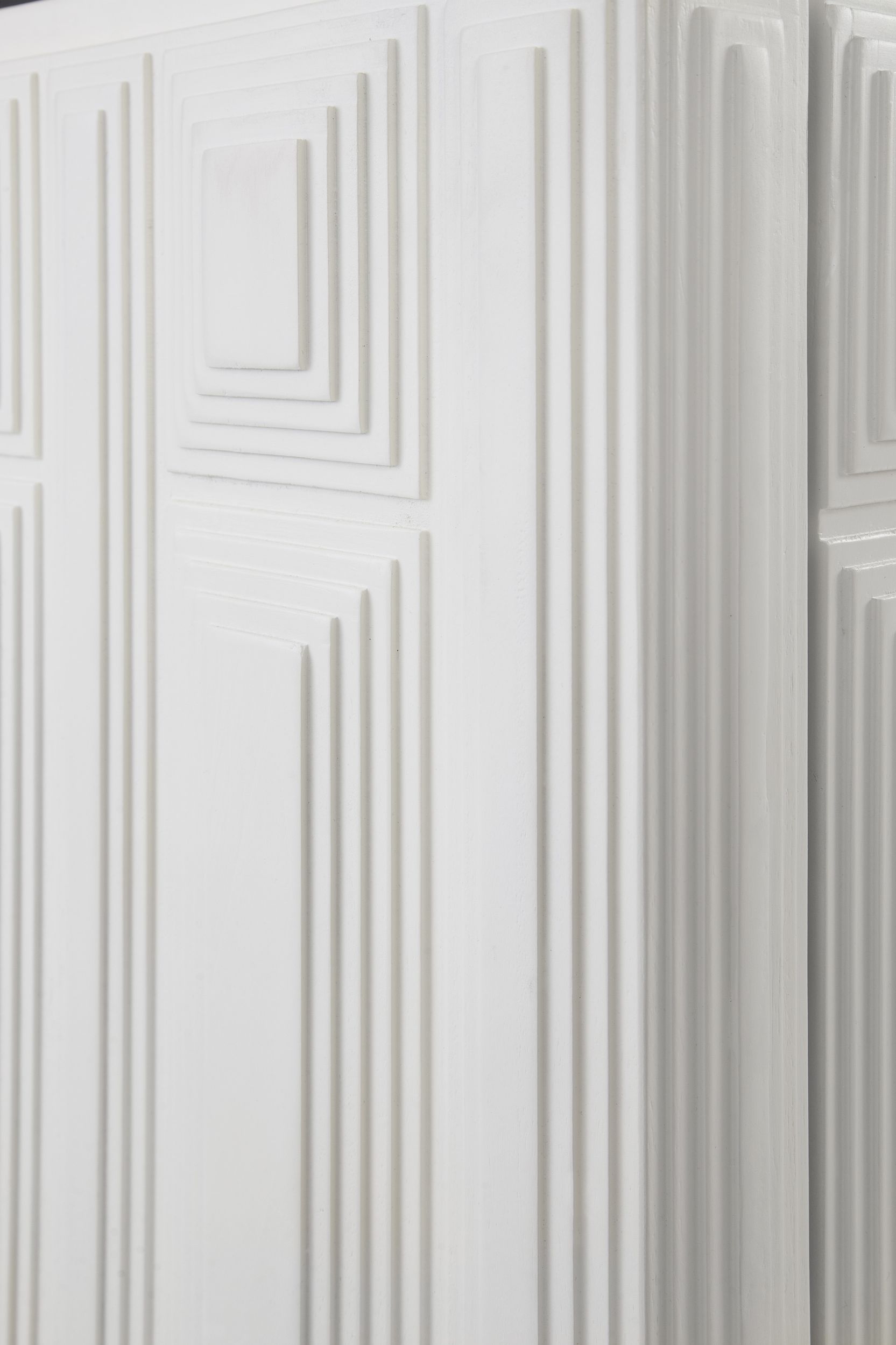 Ornawel 4-Door Accent Cabinet | Distressed White Wood & Metal