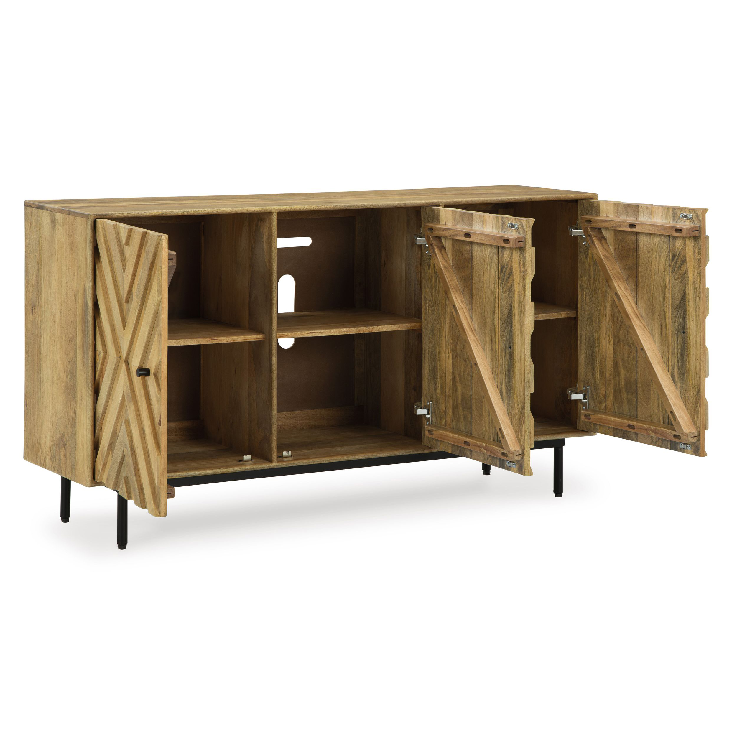 Cadewick Natural Wood 3-Door Accent Cabinet | Storage
