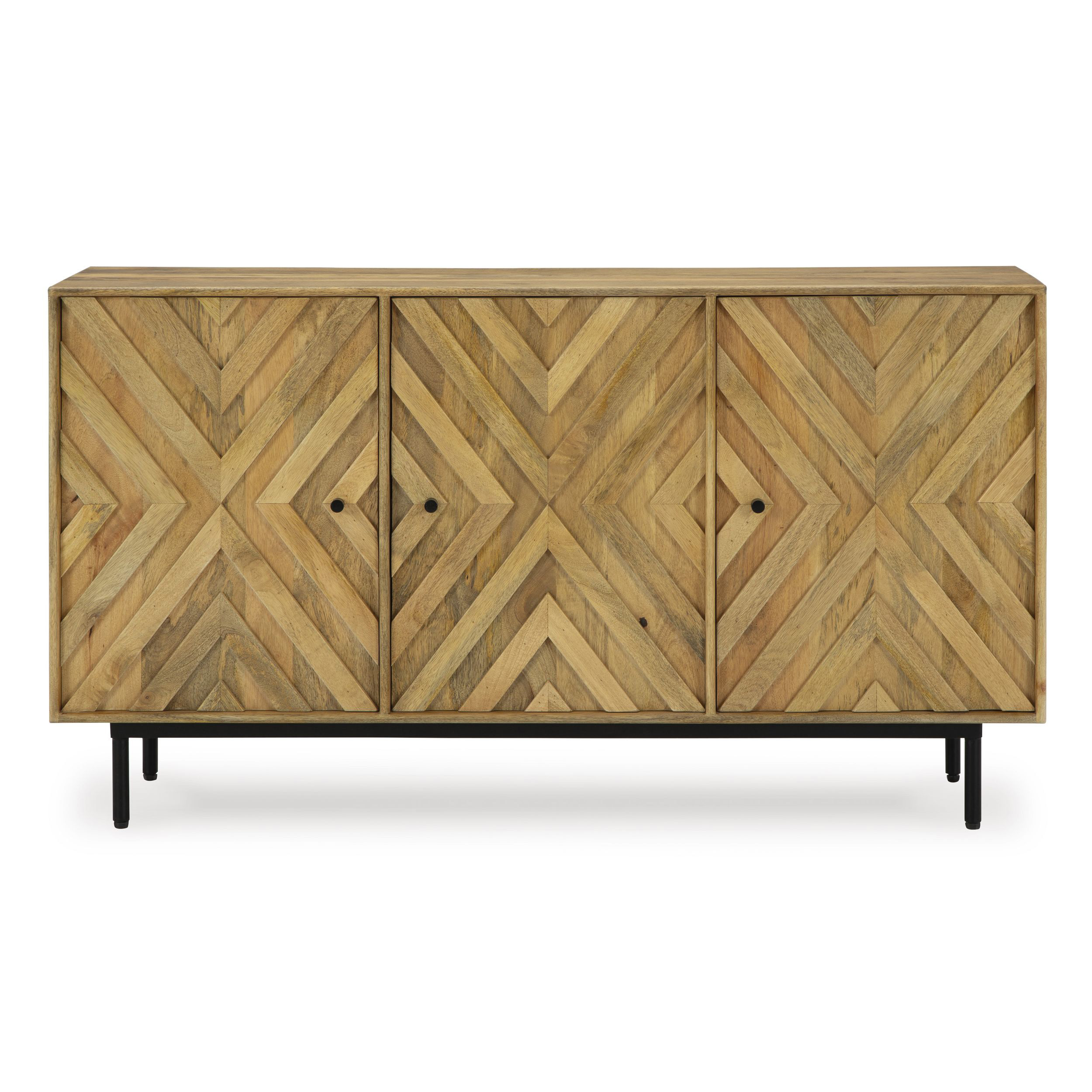 Cadewick Natural Wood 3-Door Accent Cabinet | Storage
