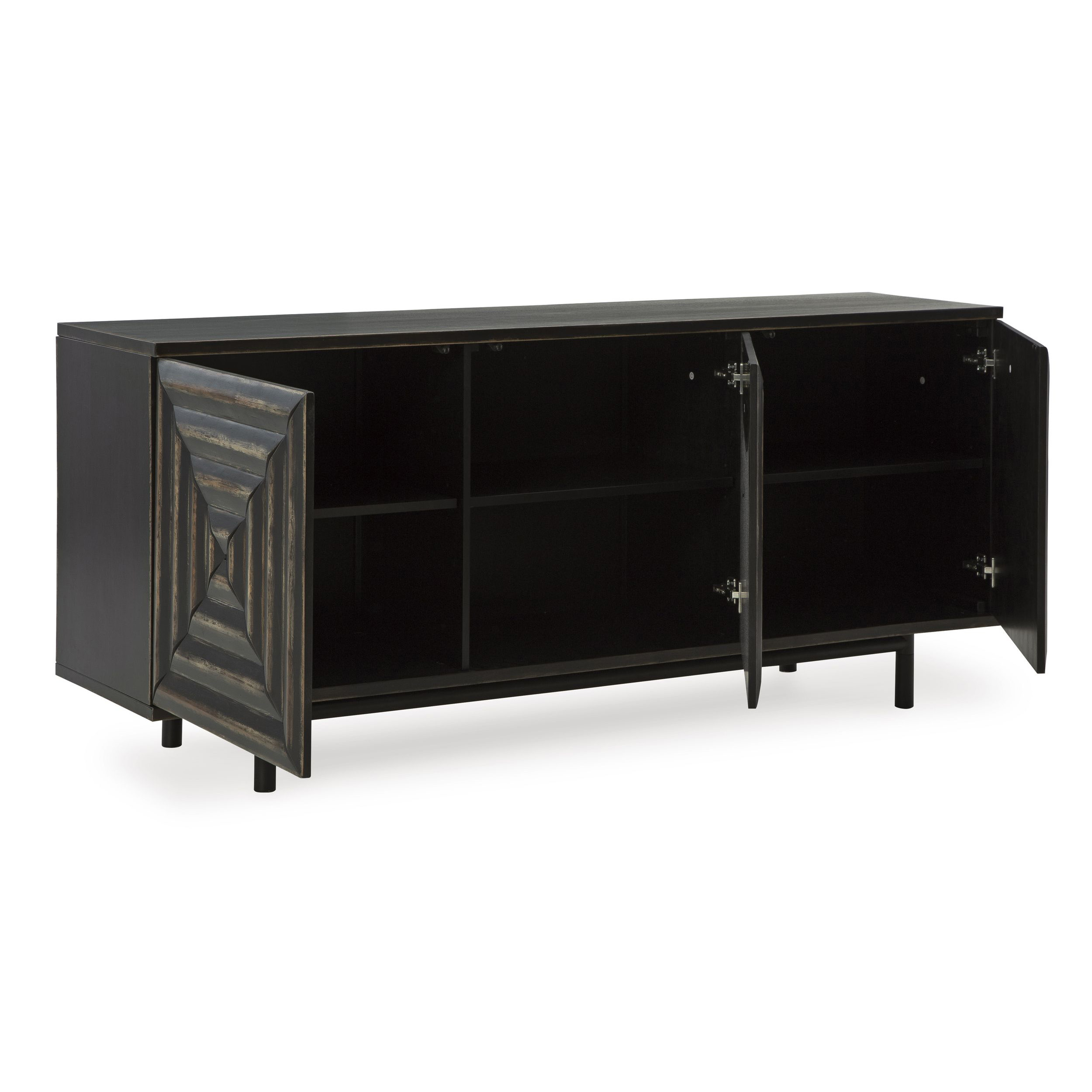 Fair Ridge 3-Door Accent Cabinet | Geometric Black Storage
