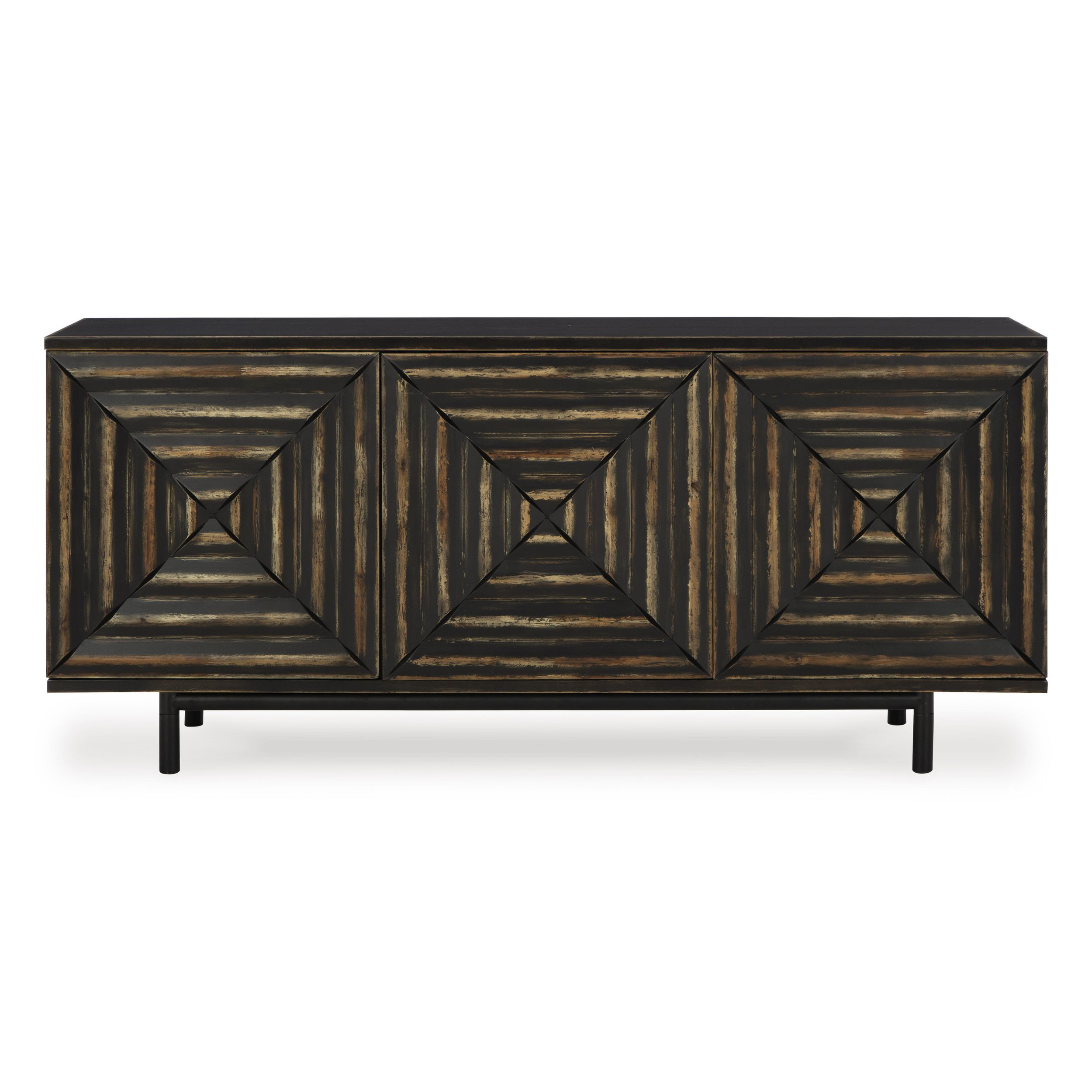 Fair Ridge 3-Door Accent Cabinet | Geometric Black Storage