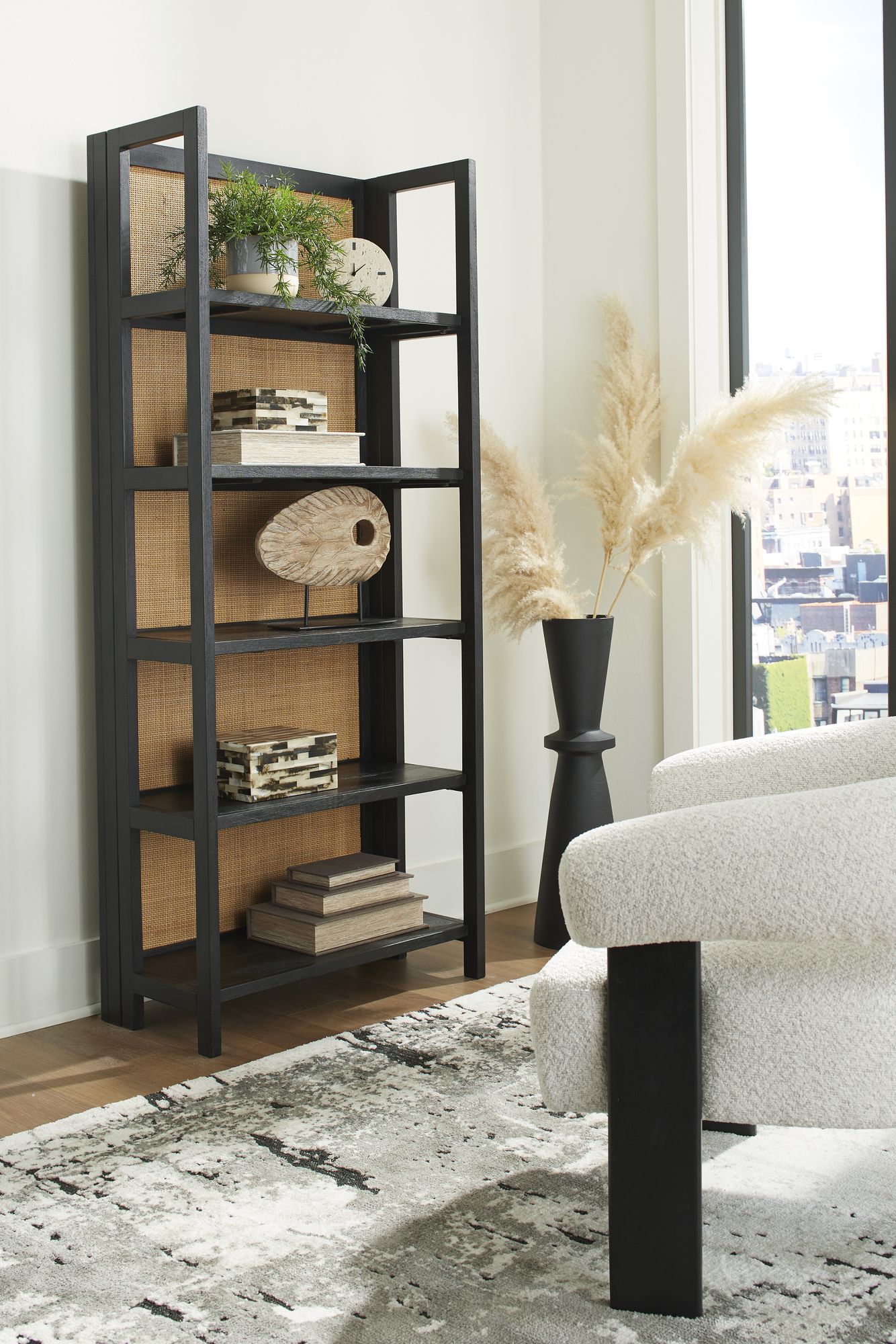 Abyard Wood/Rattan Bookcase