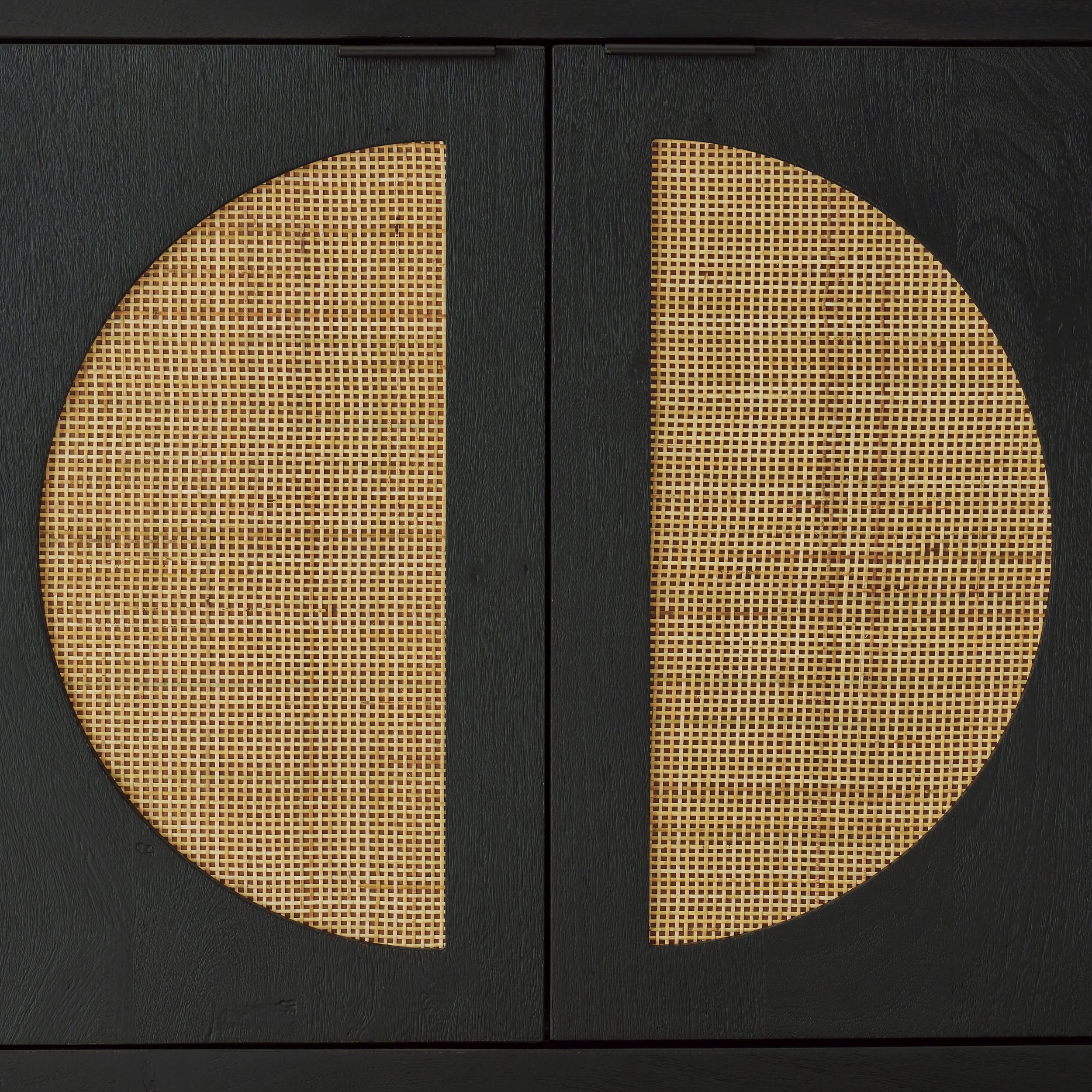 Cliffiings 4-Door Wood Accent Cabinet | Cane & Black Finish