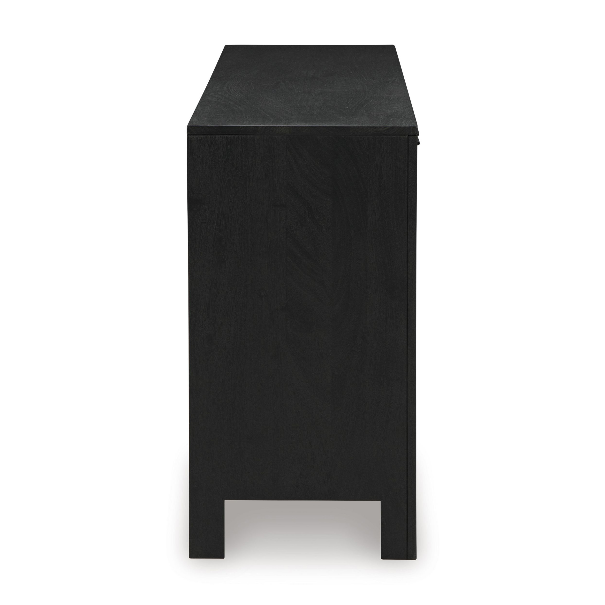 Cliffiings 4-Door Wood Accent Cabinet | Cane & Black Finish