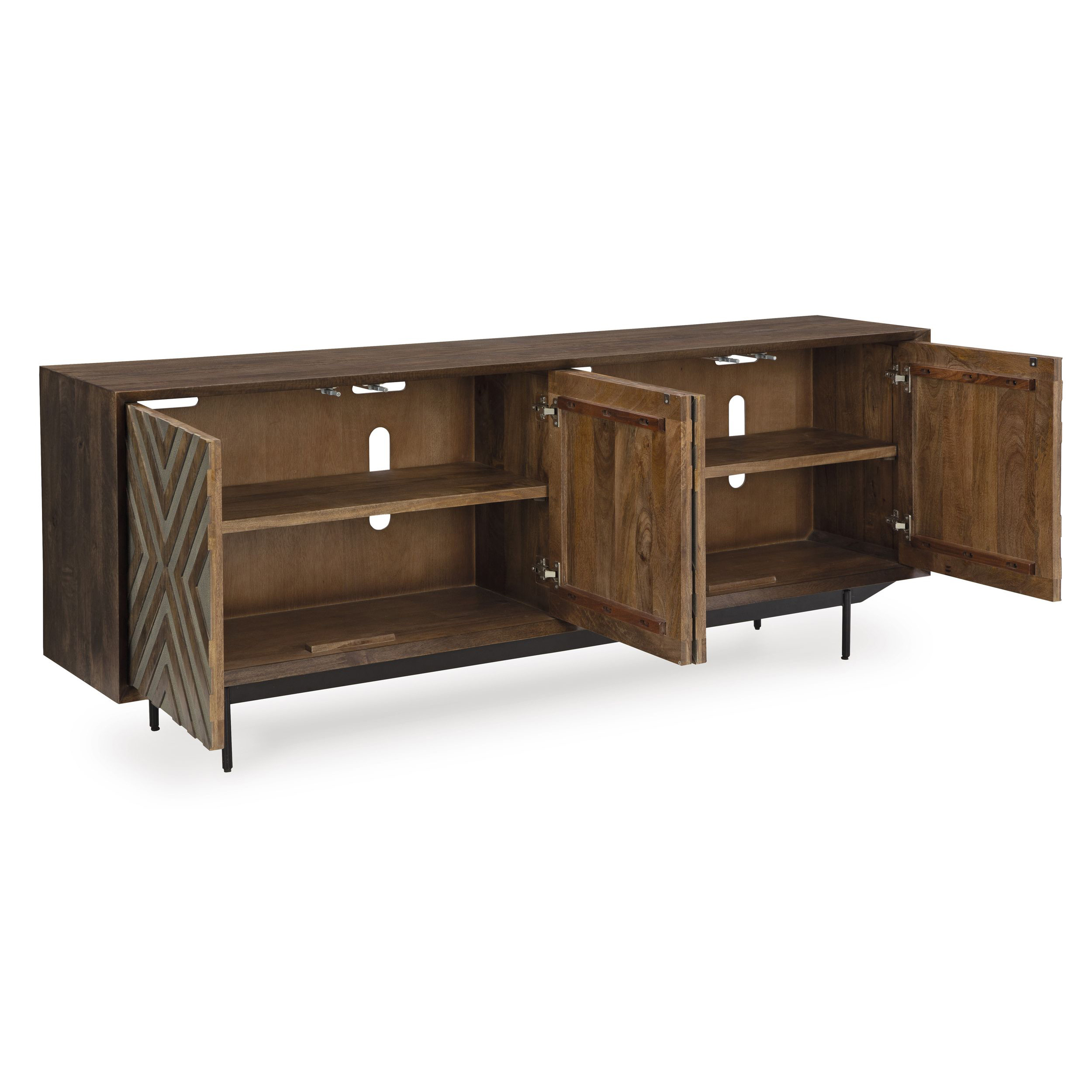 Dreggan 4-Door Wood Accent Cabinet | Brown & Gold Glam
