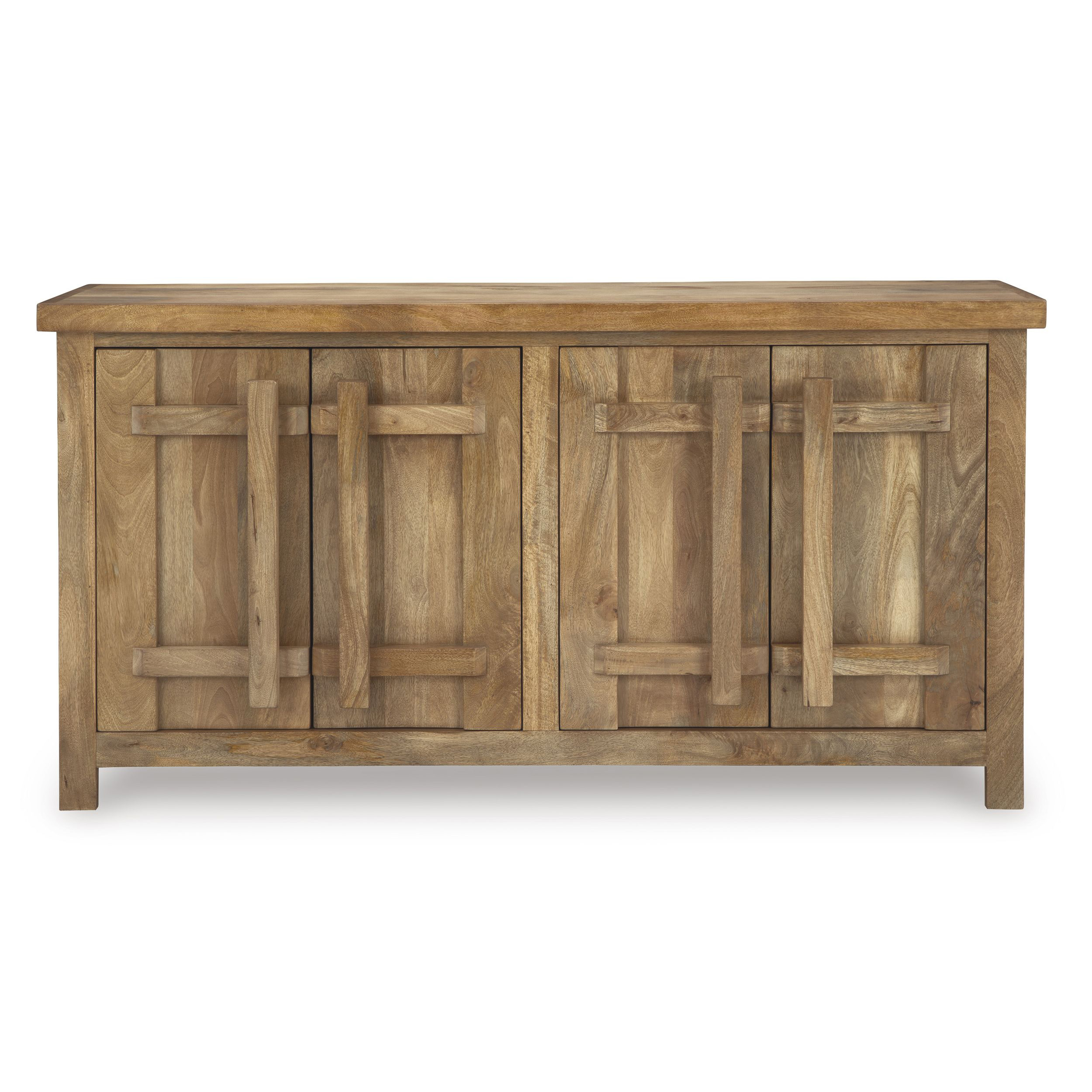 Dresor 4-Door Natural Wood Accent Cabinet | Storage Sideboard