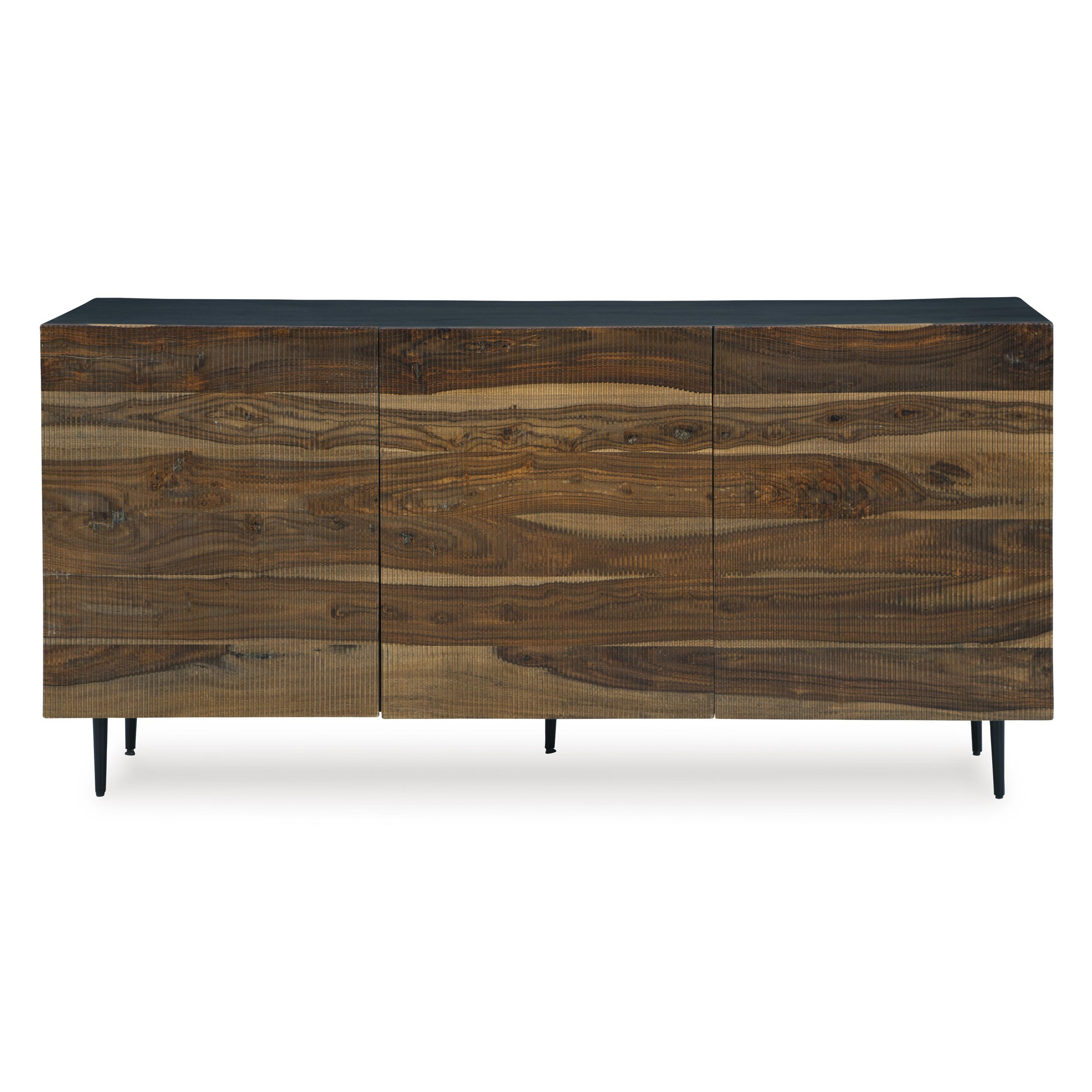 Darrey 3-Door Wood Accent Cabinet | Natural Brown Storage
