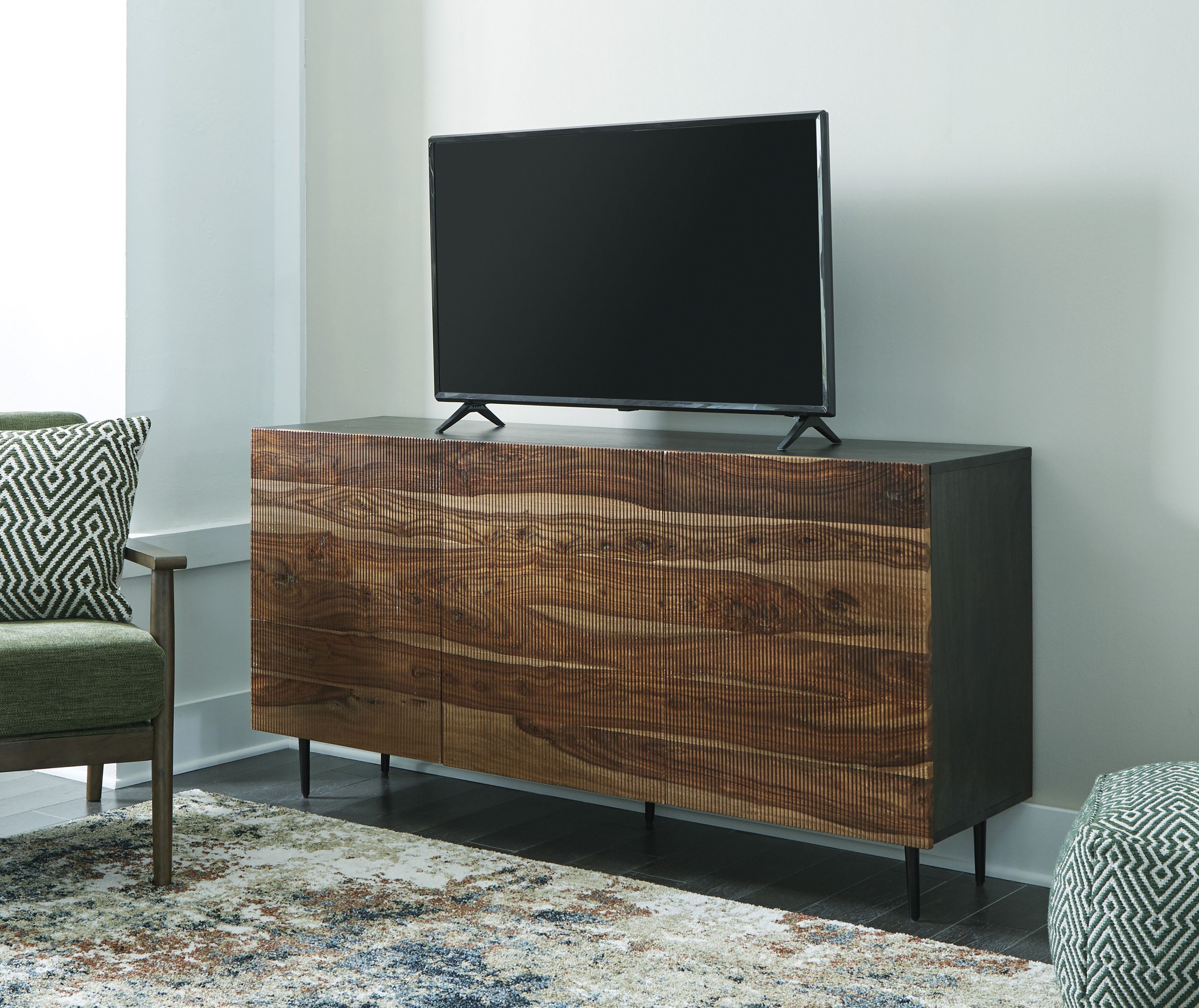 Darrey 3-Door Wood Accent Cabinet | Natural Brown Storage
