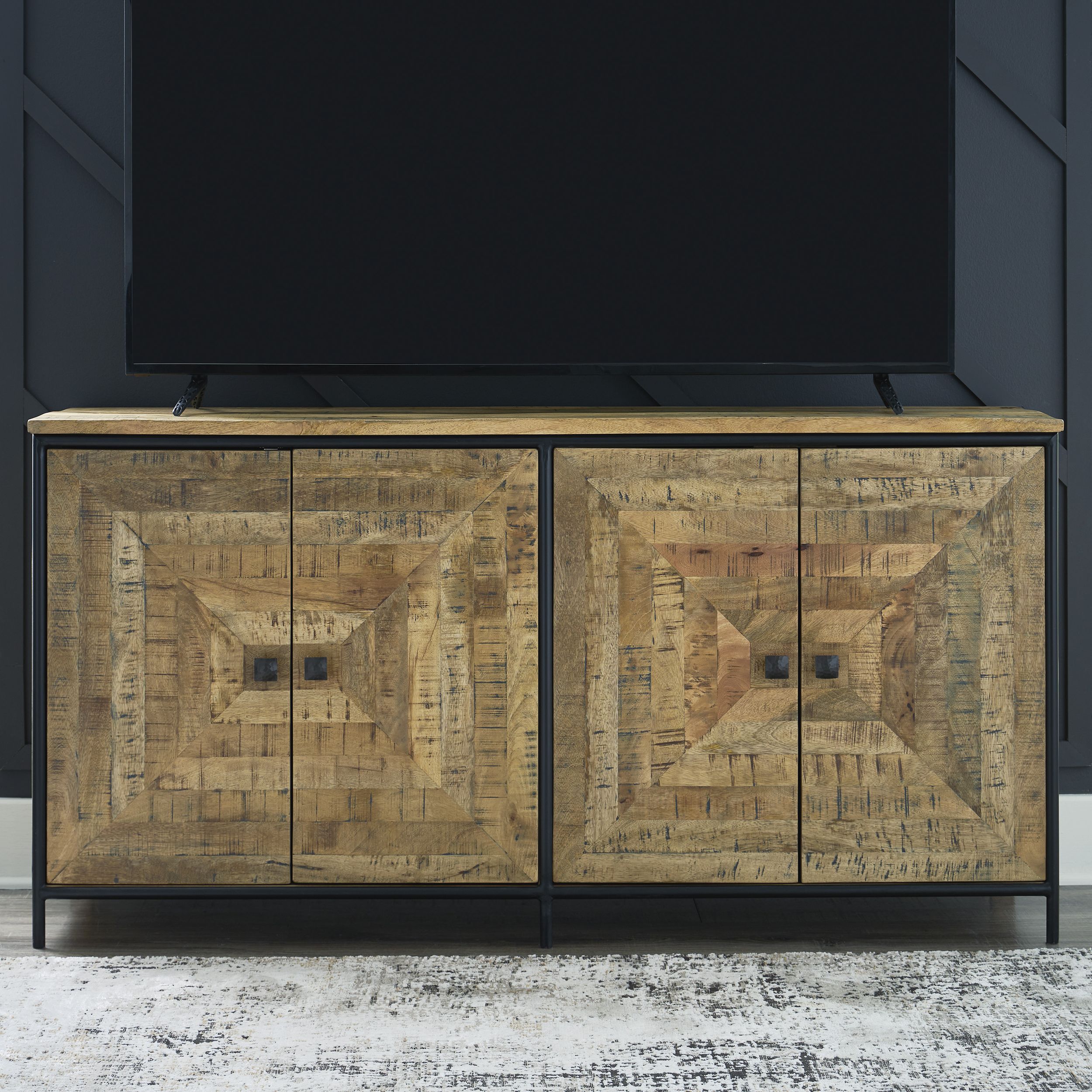 Camney 4-Door Wood Accent Cabinet | Two-Toned Storage