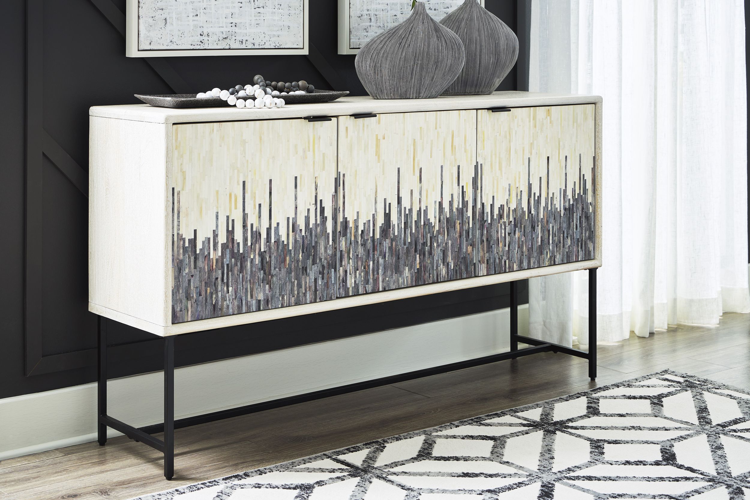 Freyton 3-Door Wood Accent Cabinet | Two-Toned Storage