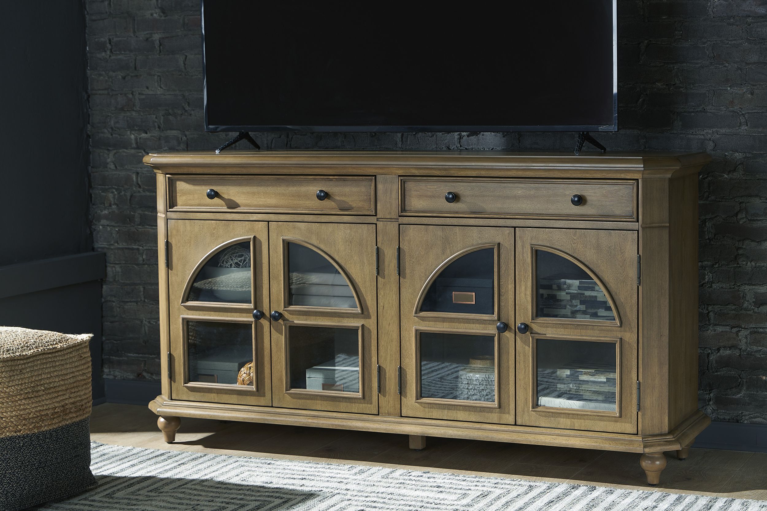 Barlomore 4-Door Wood Accent Cabinet | Brown Storage
