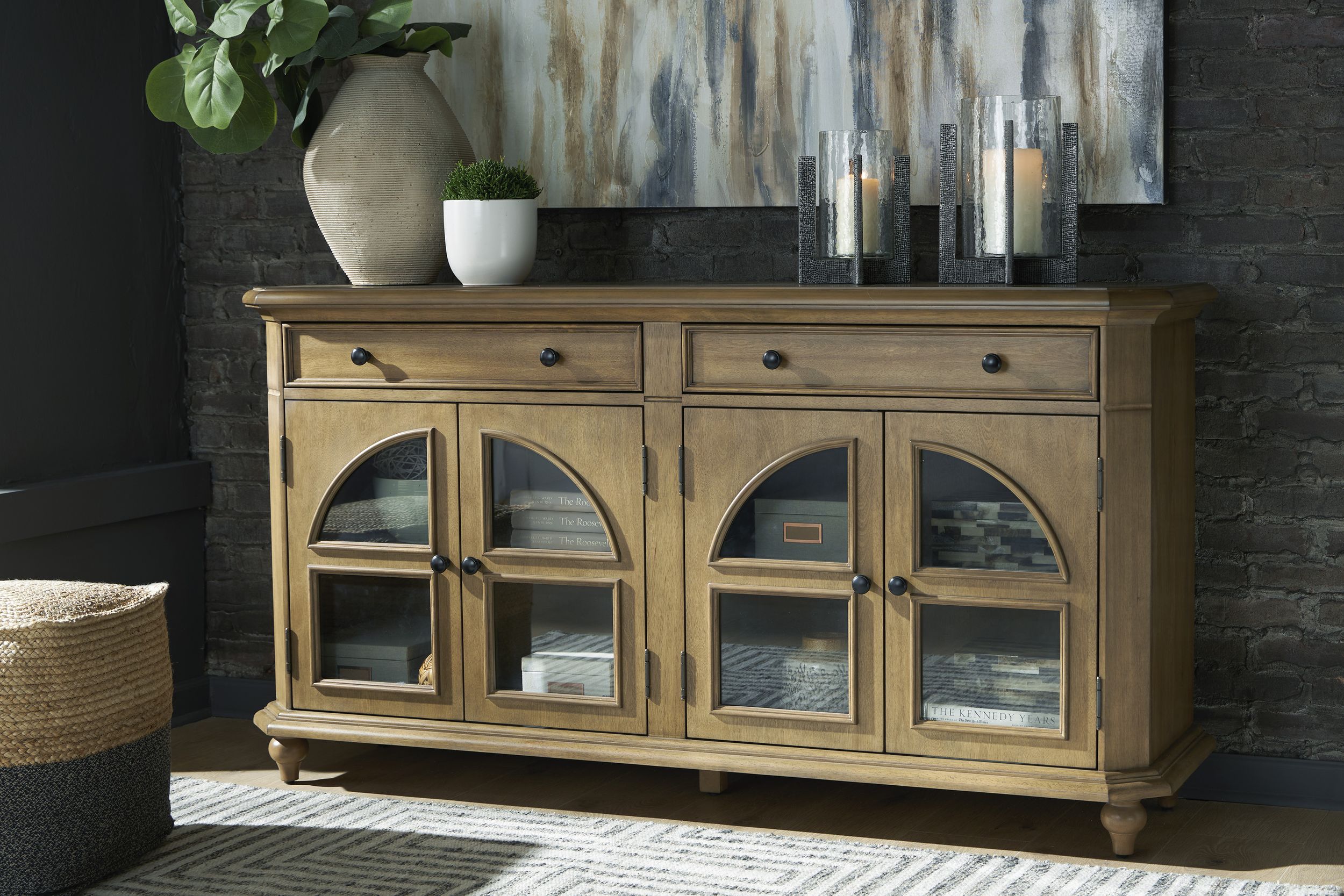 Barlomore 4-Door Wood Accent Cabinet | Brown Storage