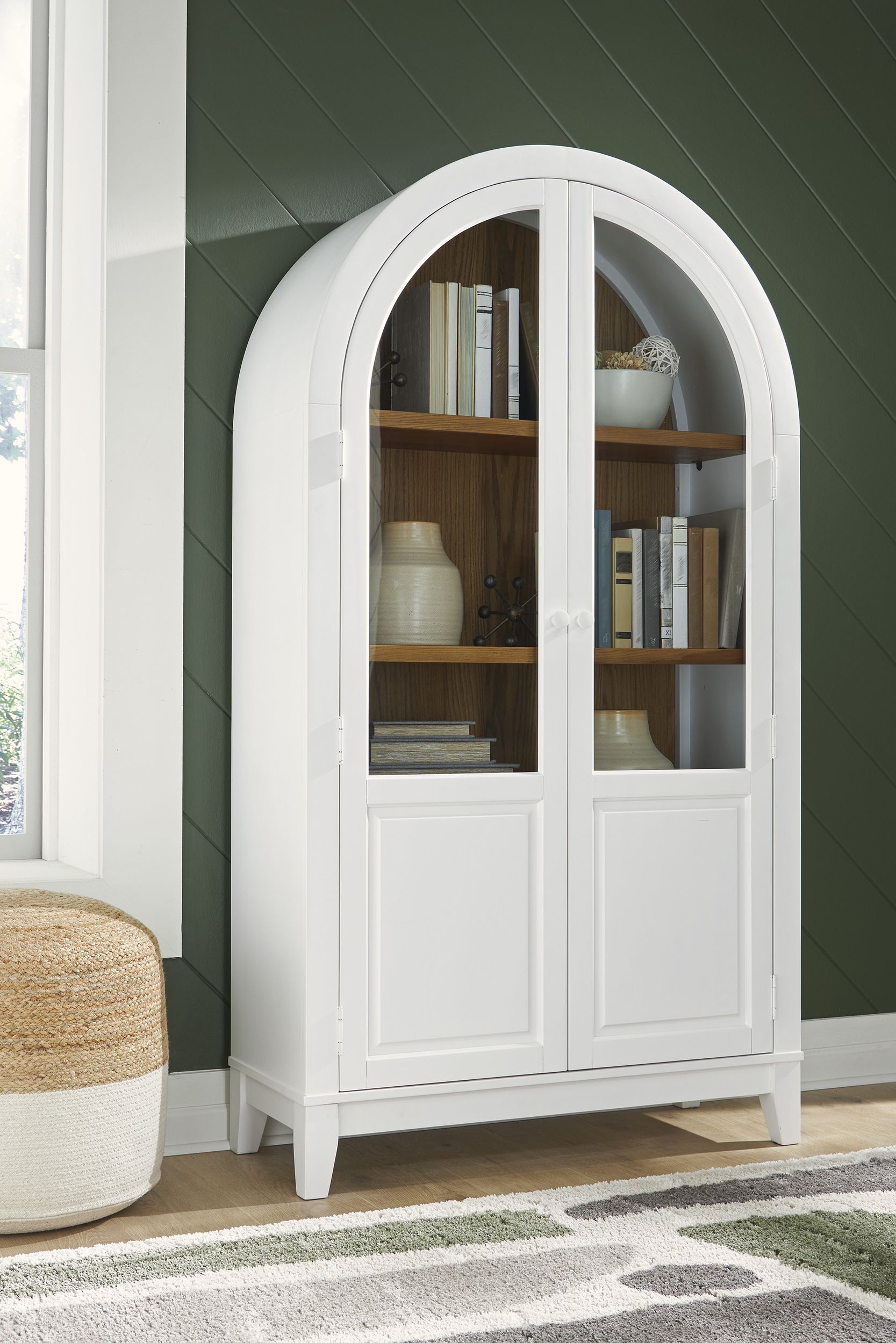 Dagandale Arched Accent Cabinet | White & Natural Display
