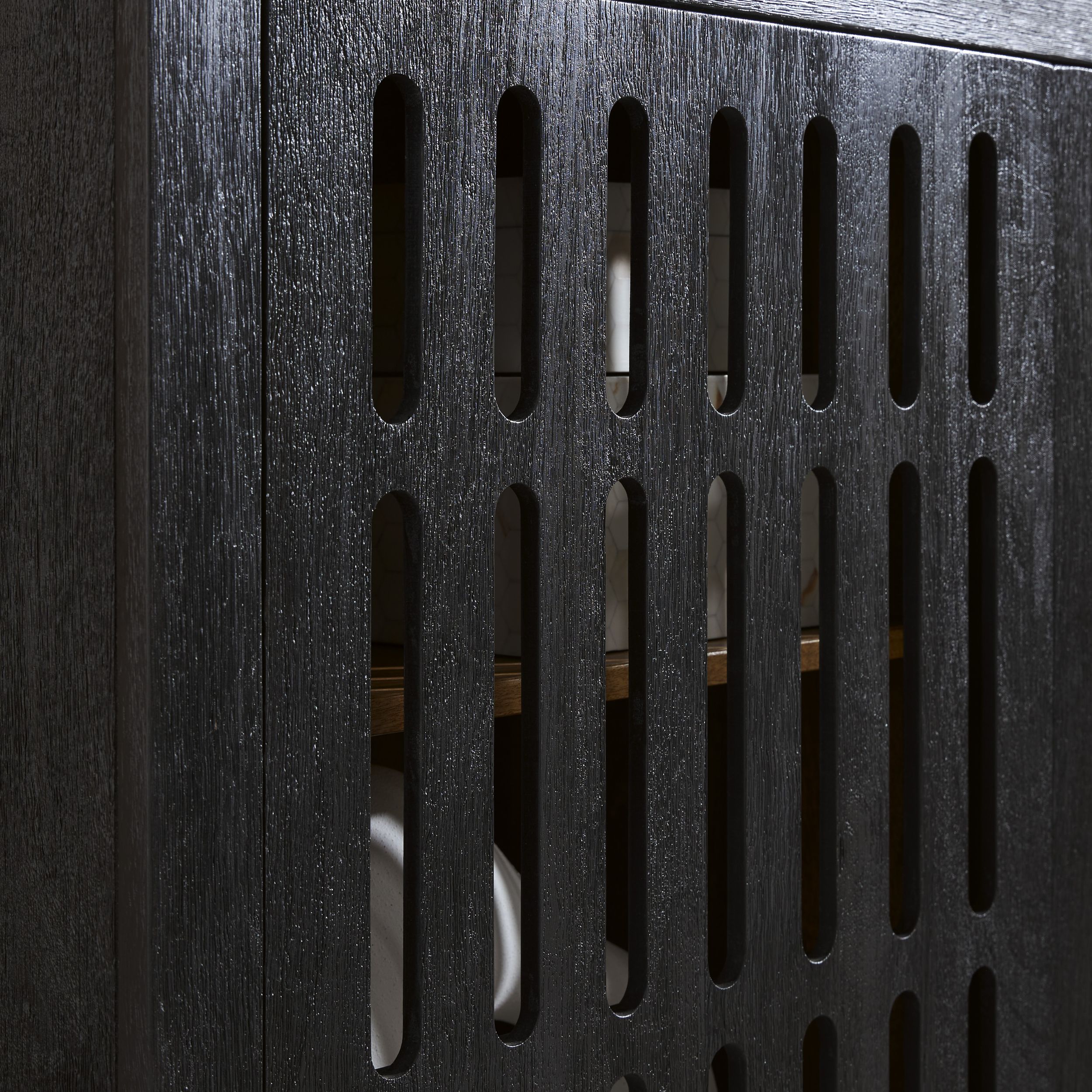 Vallisburg 3-Door Accent Cabinet | Black & Natural Mango Wood